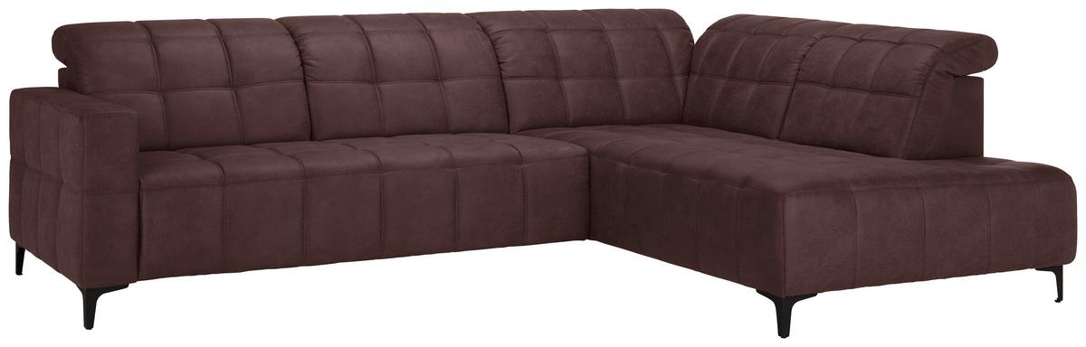 Rohová sedačka PANAMA, pravá, hnědá - černá/hnědá, Konvenční, kov/textil (304/216cm) - Premium Living