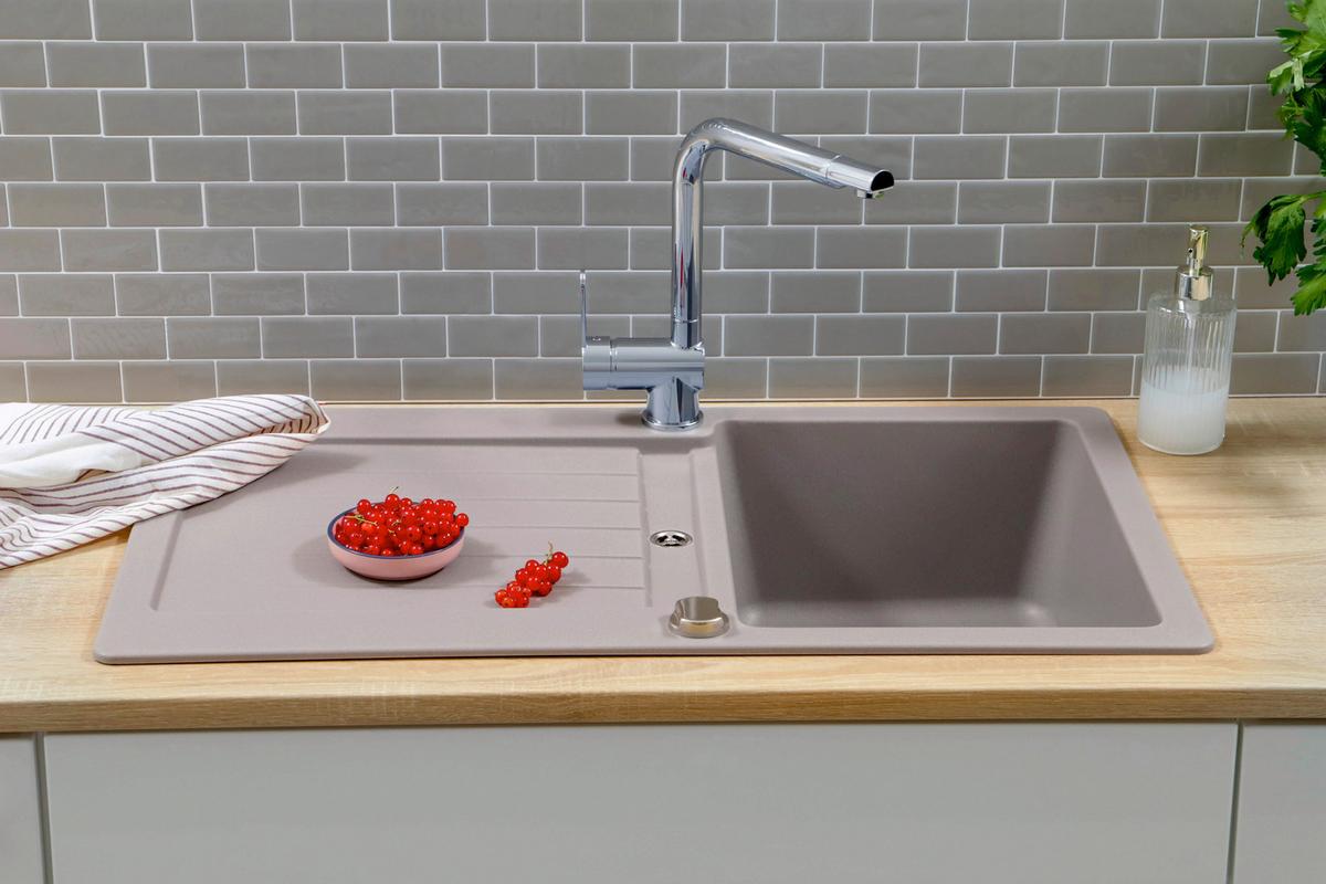 Spüle Austin Grau B: 86 cm - Grau, Design, Stein (86/21/50cm) - Respekta