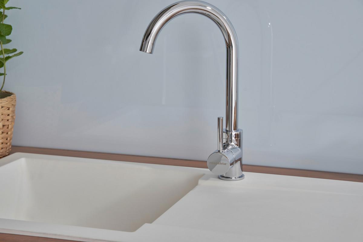 Spüle Respekta Denver Bxt: 78x43.5 cm - Weiß, Trend, Glas/Kunststoff (78/17/43,5cm) - Respekta