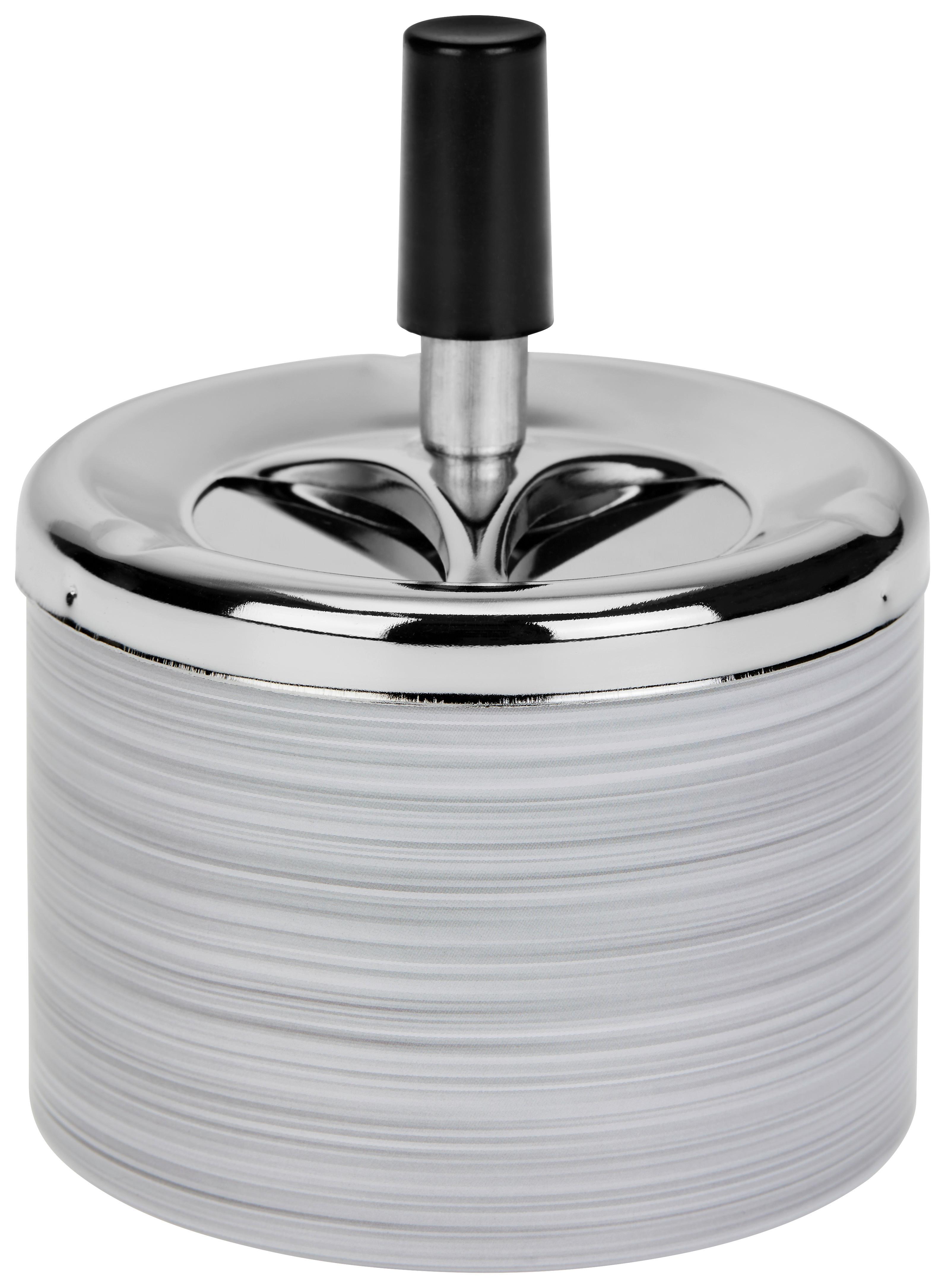 Aschenbecher Edith Metall/ Kunststoff Grau Ø 9,5 cm - Grau, LIFESTYLE, Kunststoff/Metall (9,5/12cm) - Ondega