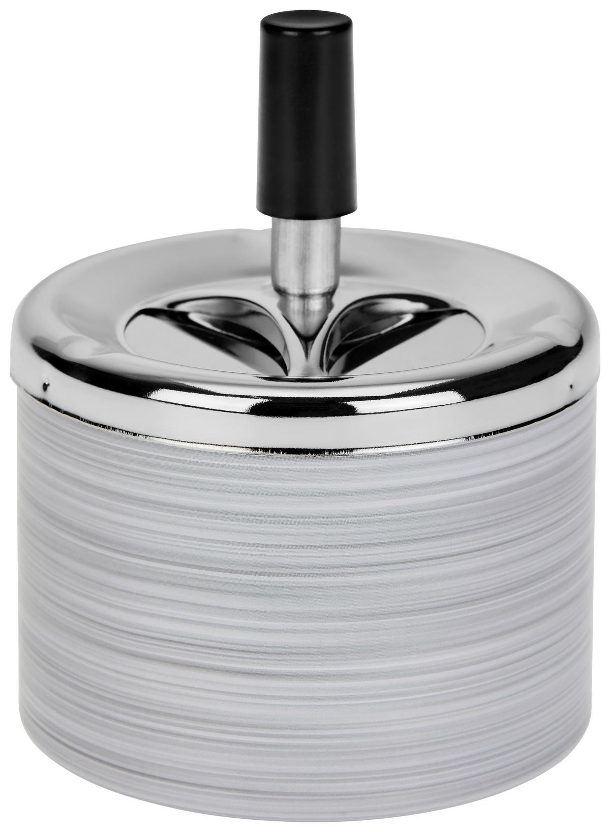 Aschenbecher Edith Metall/ Kunststoff Grau Ø 9,5 Cm - Grau, LIFESTYLE, Kunststoff/Metall (9,5/12cm) - Ondega