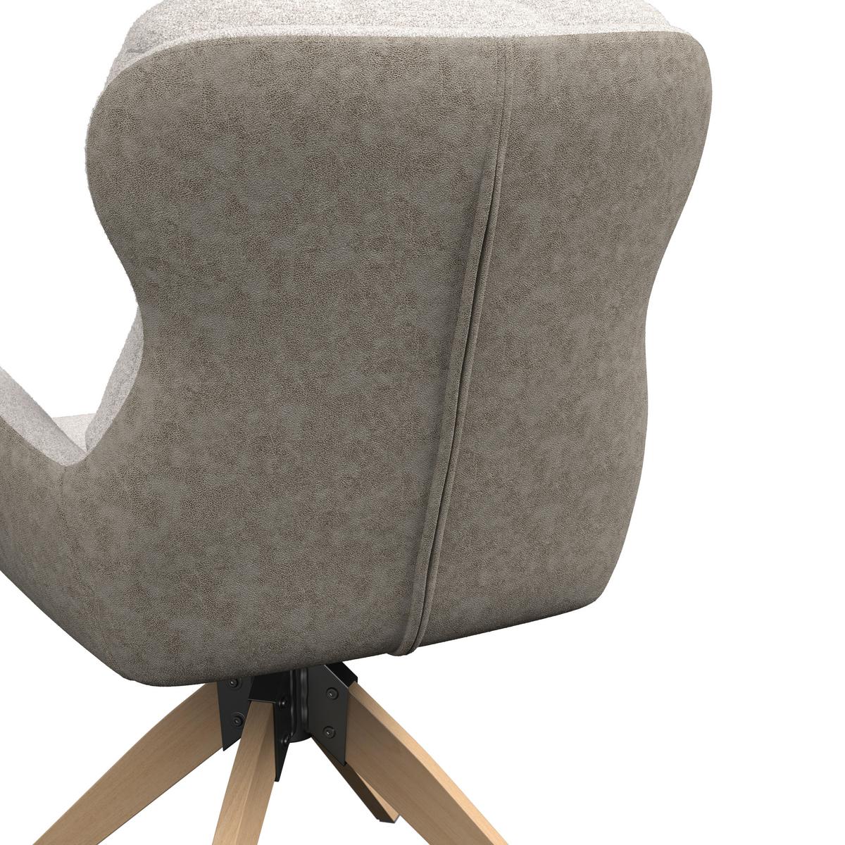 Židle s podrúčkami Neelia, šedobéžová - šedobéžová/přírodní barvy, Moderní, kov/dřevo (59,5/93/69cm) - Bessagi Home