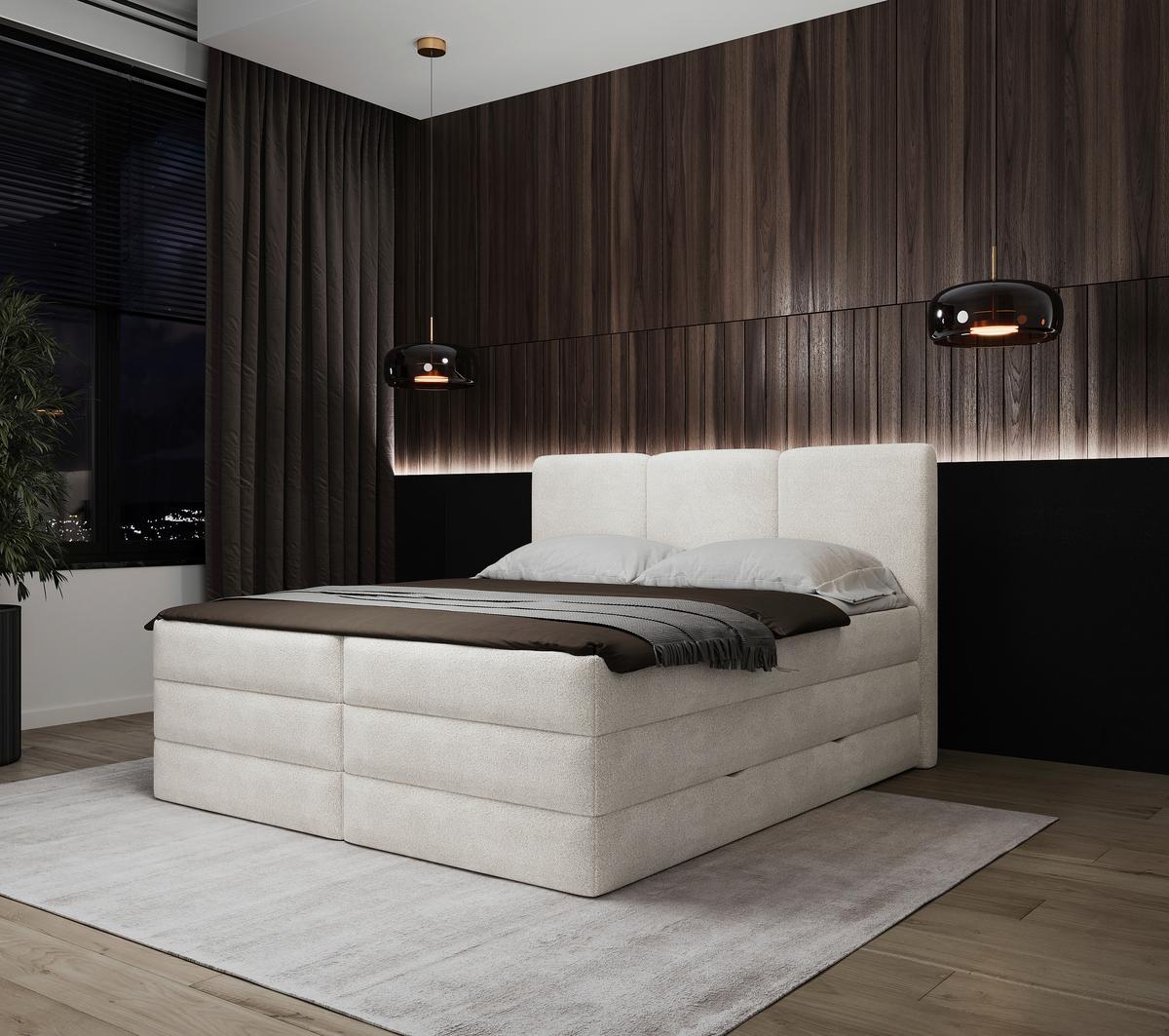 Boxspringbett mit Topper + Bettkasten 160x200 cm Castel - Schwarz/Weiß, MODERN, Holz/Holzwerkstoff (160/200cm) - MID.YOU