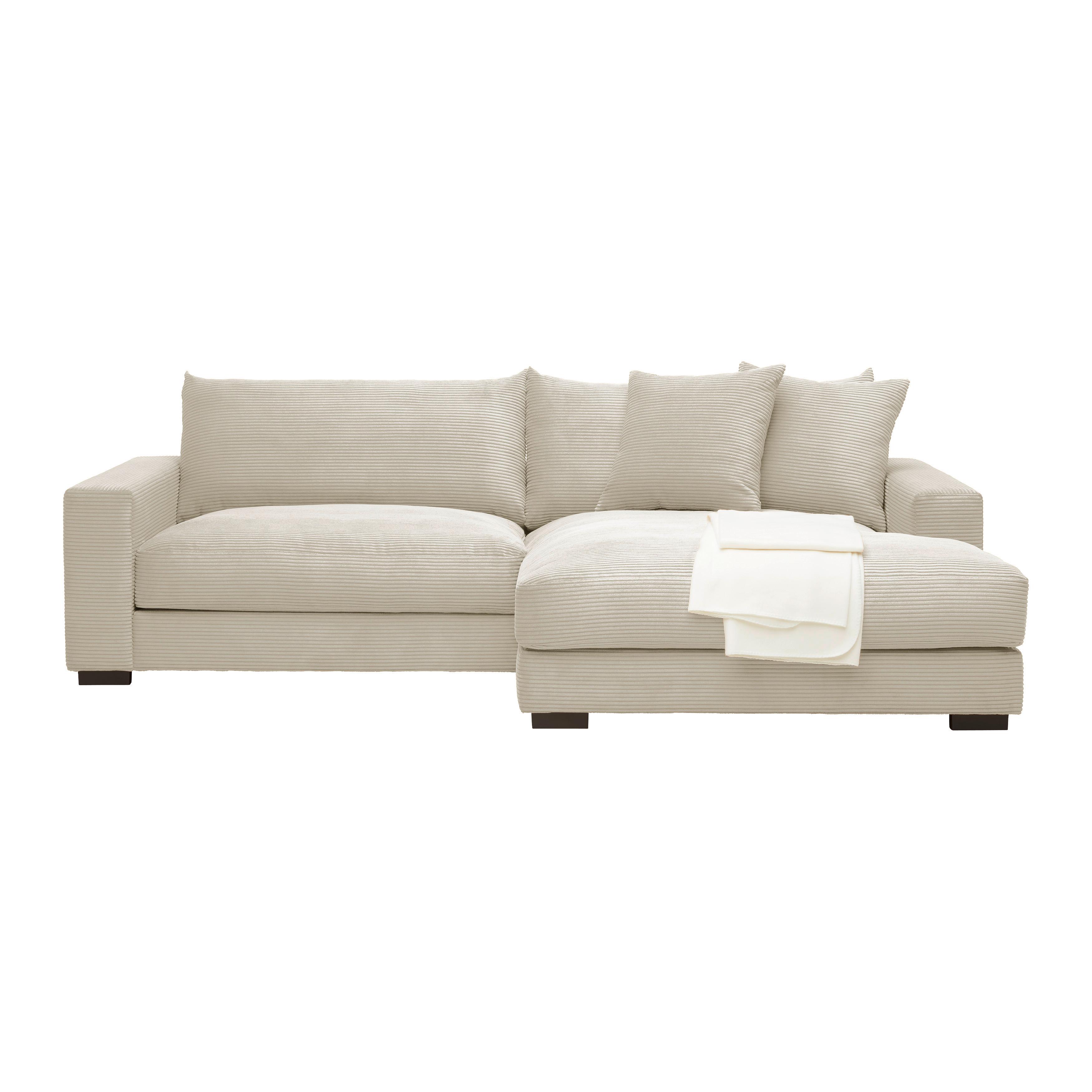 Rohová sedačka PEDRO, pravá, krémový menčester - krémová, Modern, textil (265/180cm) - Mömax