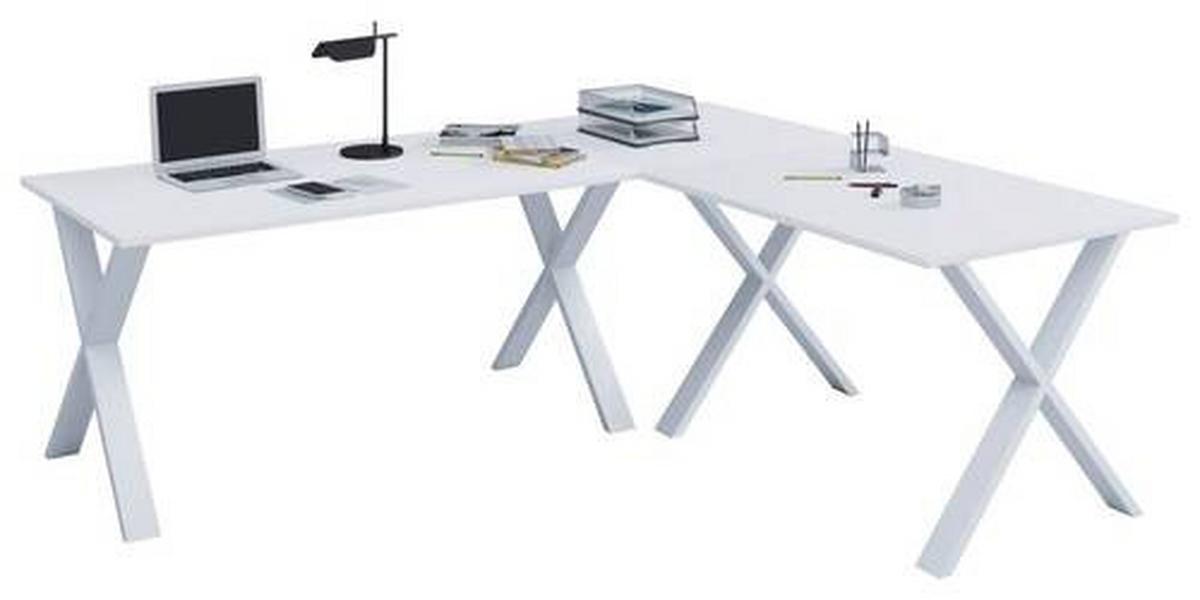 Eckschreibtisch Lona 190x190cm Weiß - Weiß, MODERN, Holzwerkstoff/Metall (190/50/76cm) - MID.YOU