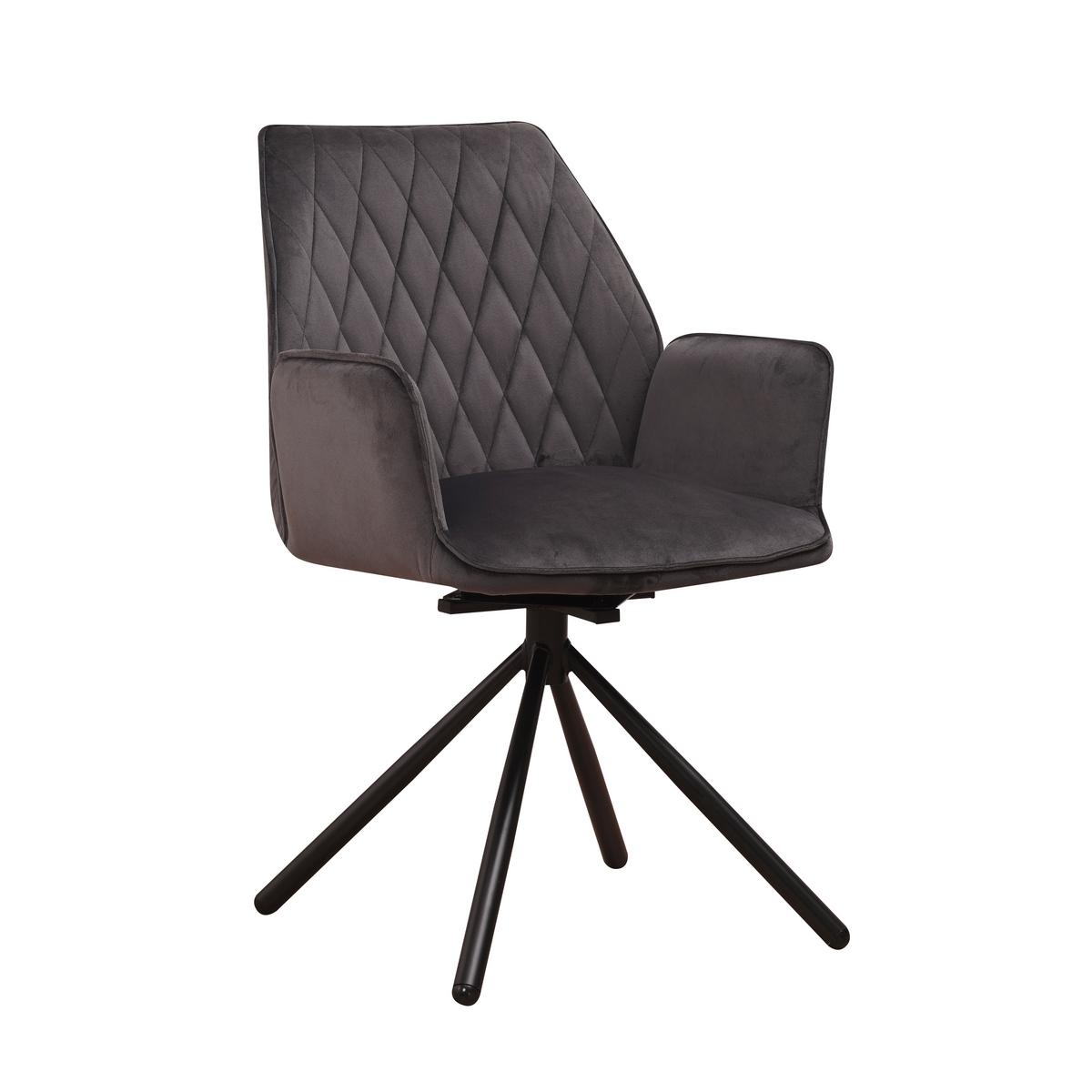 Armlehnstuhl-set Donny Anthrazit B: 57,5 Cm - Anthrazit/Schwarz, MODERN, Textil/Metall (57,5/92/52cm) - MID.YOU