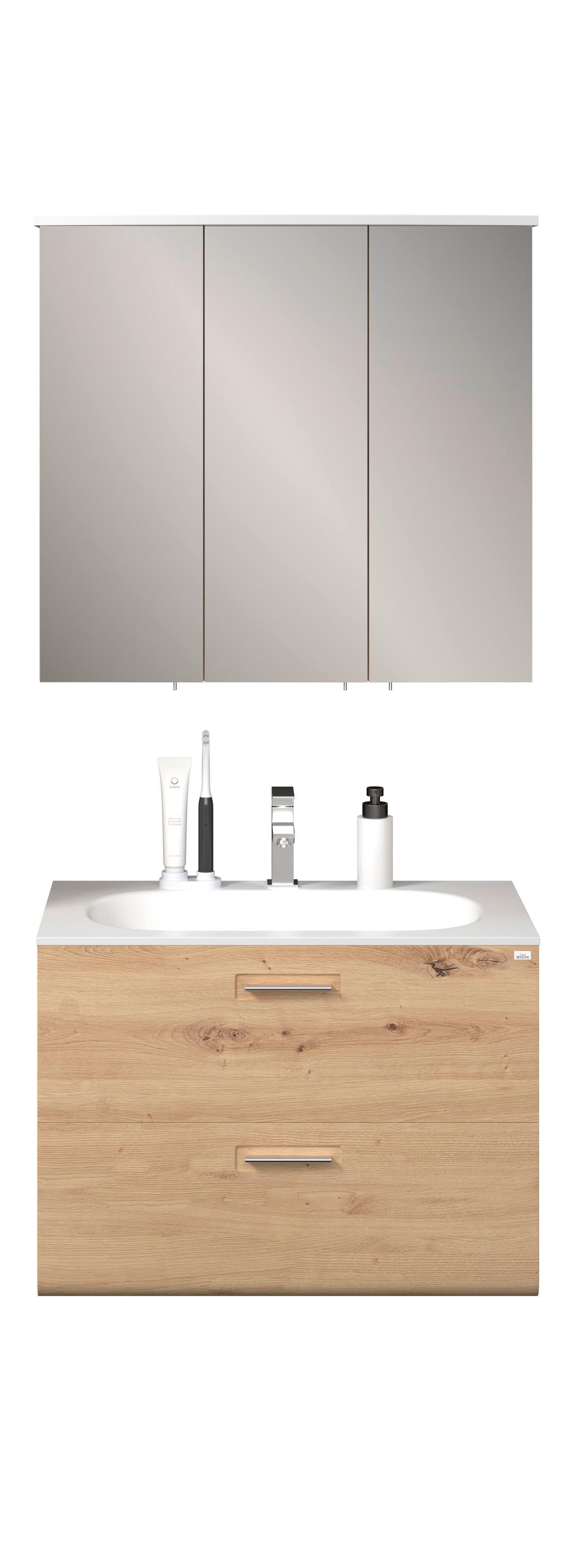 Badezimmer Avensis Eiche Dekor 3-teilig - Eichefarben/Weiß, MODERN, Keramik/Holzwerkstoff (75/144/45cm) - Luca Bessoni