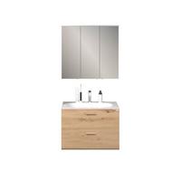 Badezimmer Avensis Eiche Dekor 3-teilig - Eichefarben/Weiß, MODERN, Keramik/Holzwerkstoff (75/144/45cm) - Luca Bessoni