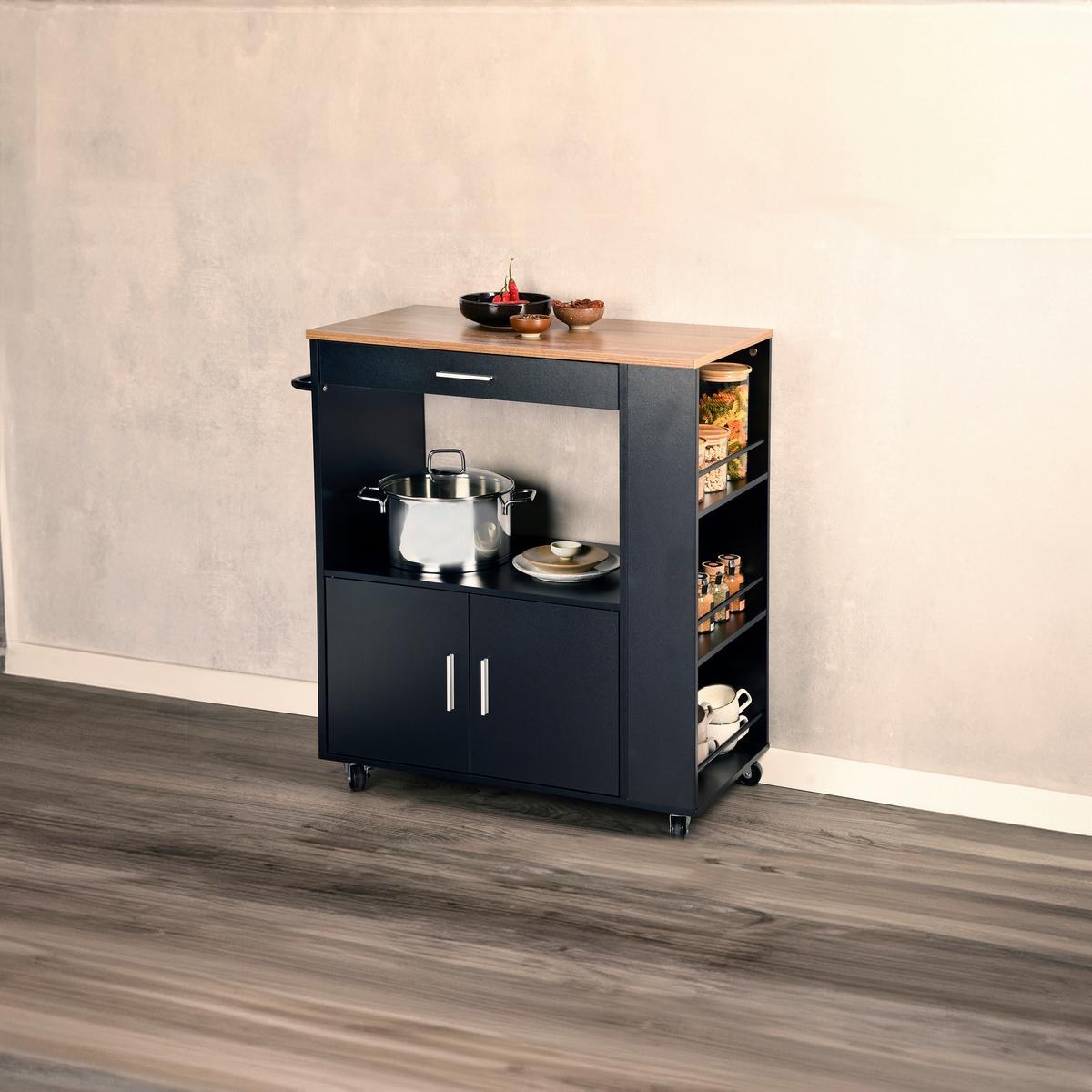 Servierwagen Küchenwagen - Eichefarben/Anthrazit, Basics, Holz/Holzwerkstoff (75/40/88cm) - Kesper