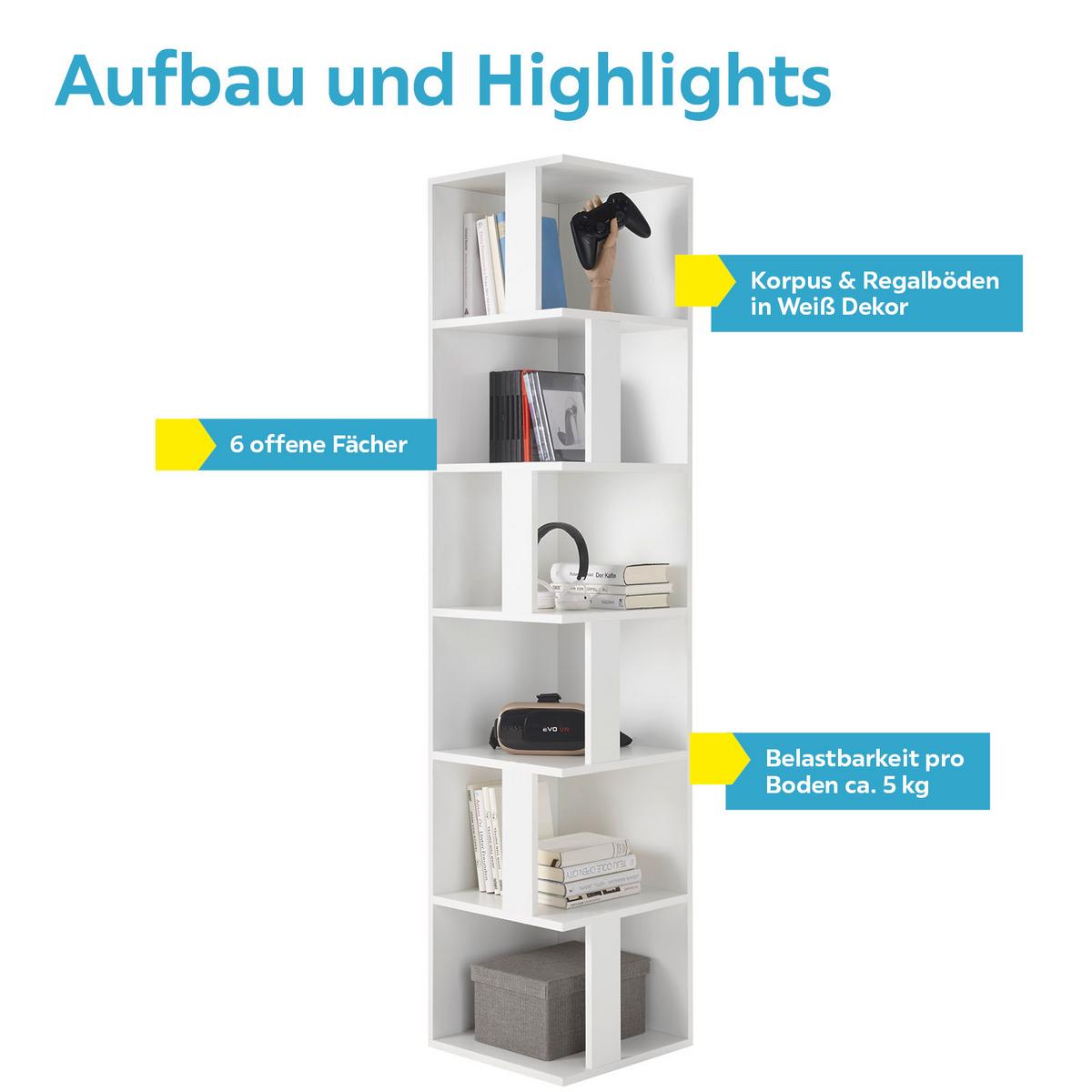 Eckregal Corner Shelf 38 cm Weiß - Weiß, Basics, Holzwerkstoff (38/186/38cm) - P & B