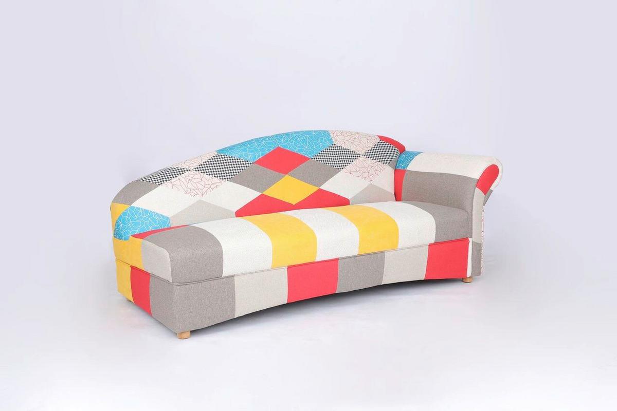 3-Sitzer Loretta ca.193x83x85 cm, Armlehne rechts - Hellbraun/Multicolor, Basics, Holz/Textil (193/83/85cm)