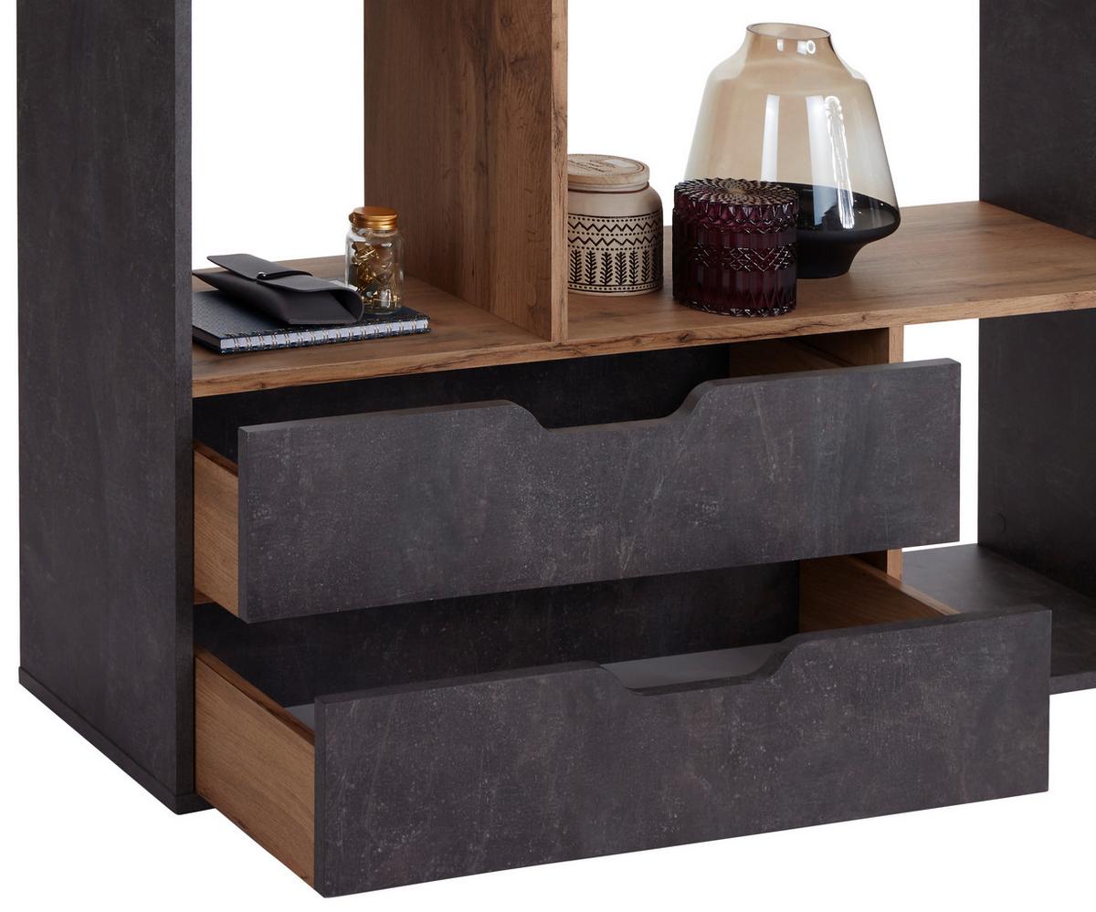 DĚLICÍ STĚNA ROBERTO - šedá/barvy dubu, Moderní, kompozitní dřevo (110/185/32cm)