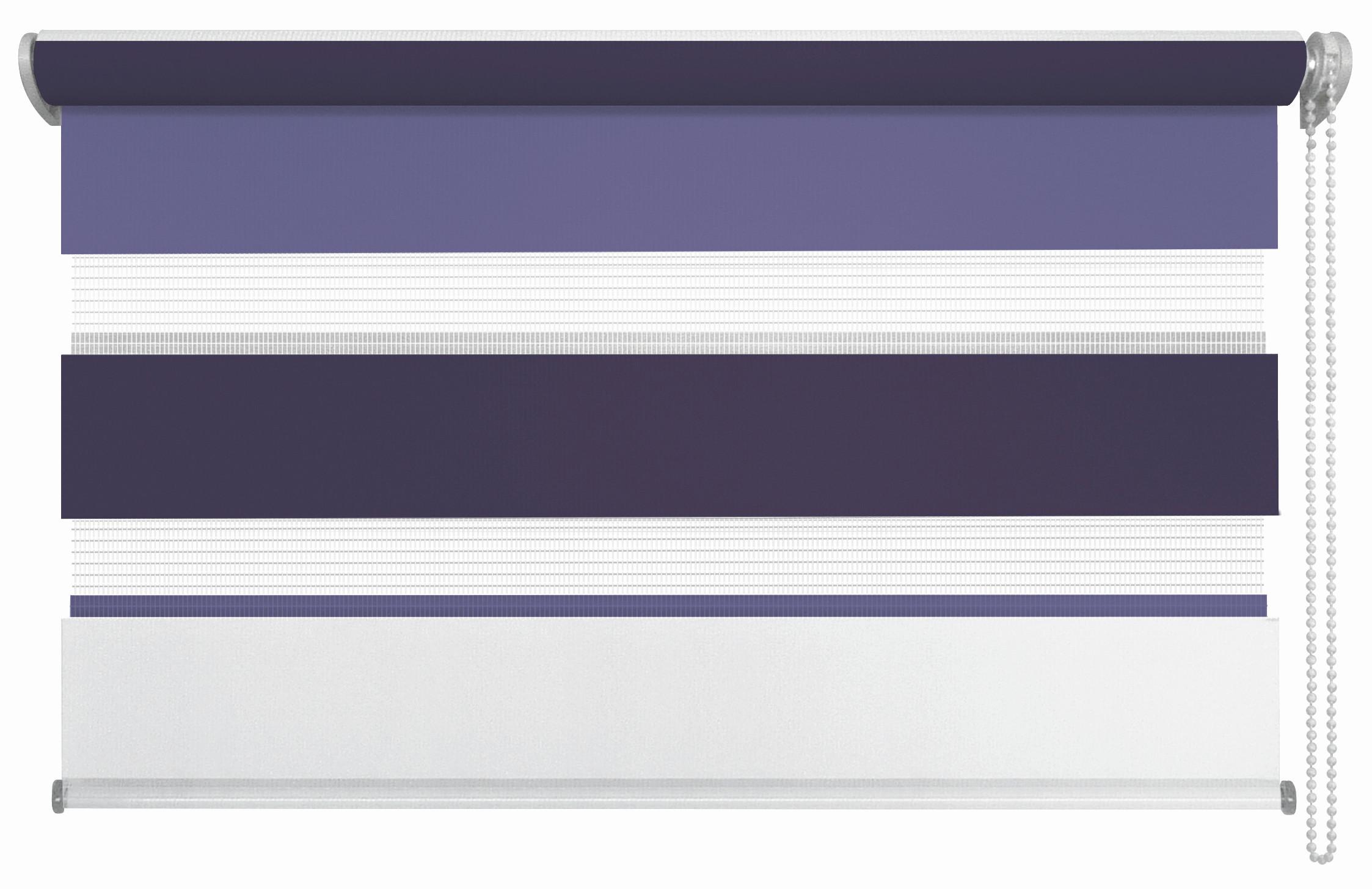 Doppelrollo Just Triple Grau, Weiß, Violett B: 80 Cm - Violett/Weiß, Basics, Textil (80/210cm) - Homeware