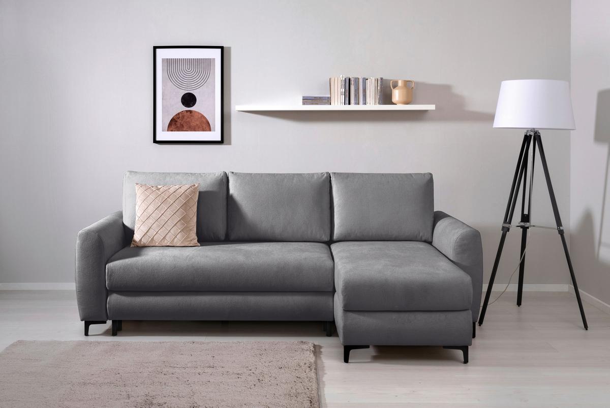 Ecksofa Moli, Dunkelgrau S: 236x148 cm - Dunkelgrau/Schwarz, Design, Textil (236/148cm) - MID.YOU