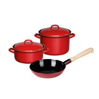 Riess Kochtopfset 5-tlg. Eisen Induktion 1 Pfanne - Rot, Basics, Metall (43/34/19cm) - Riess