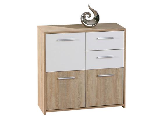 Kommode Eboli B: 77 cm Weiß - Weiß/Sonoma Eiche, Basics, Holzwerkstoff (77/77/30cm) - Livetastic Kommode Eboli B: 77 cm Weiß - Weiß/Sonoma Eiche, Basics, Holzwerkstoff (77/77/30cm) - Livetastic