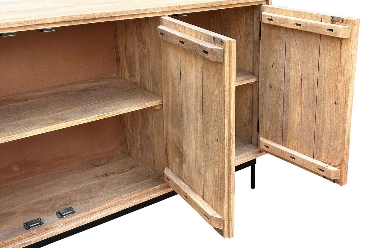 SIDEBOARD Schwarz/Naturfarben B: 130cm - Schwarz/Naturfarben, Design, Holz/Metall (130/80/40cm) - MID.YOU