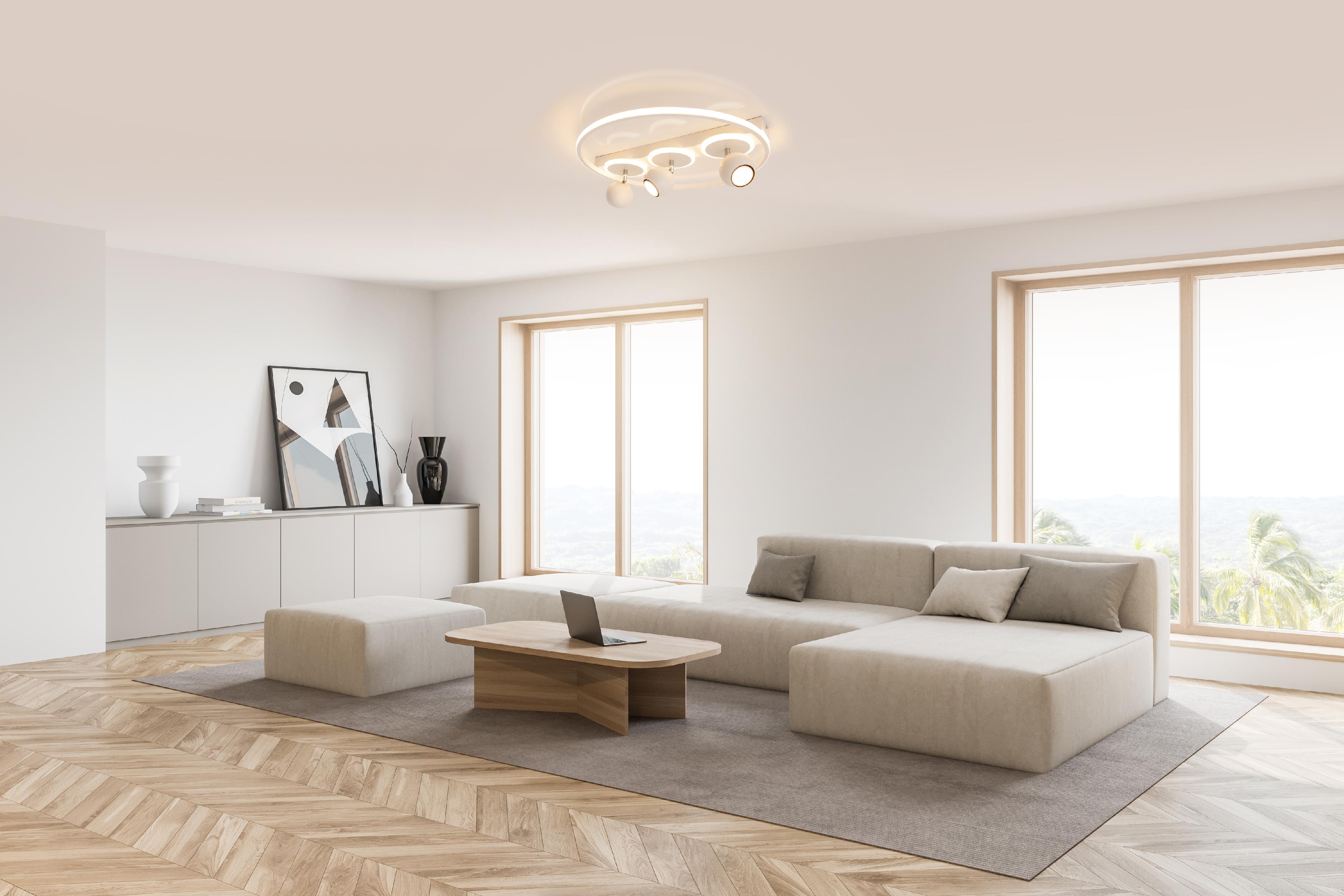 LED-Deckenleuchte Ø 50 cm 3-Flammig - Weiß, Design, Kunststoff/Metall (50/15,5cm) - Näve