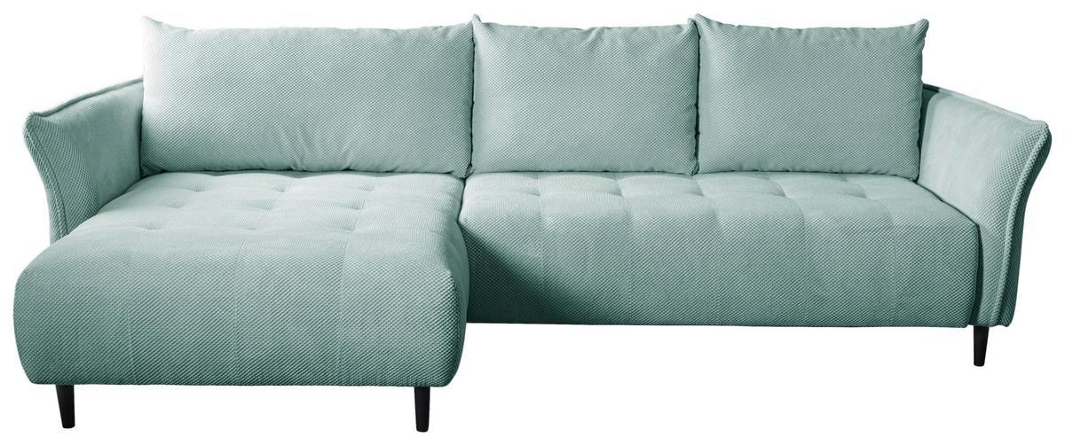 Ecksofa Monte Carlo Mintgrün S: 160x290 Cm - Schwarz/Mintgrün, Trend, Holz/Holzwerkstoff (160/290cm)