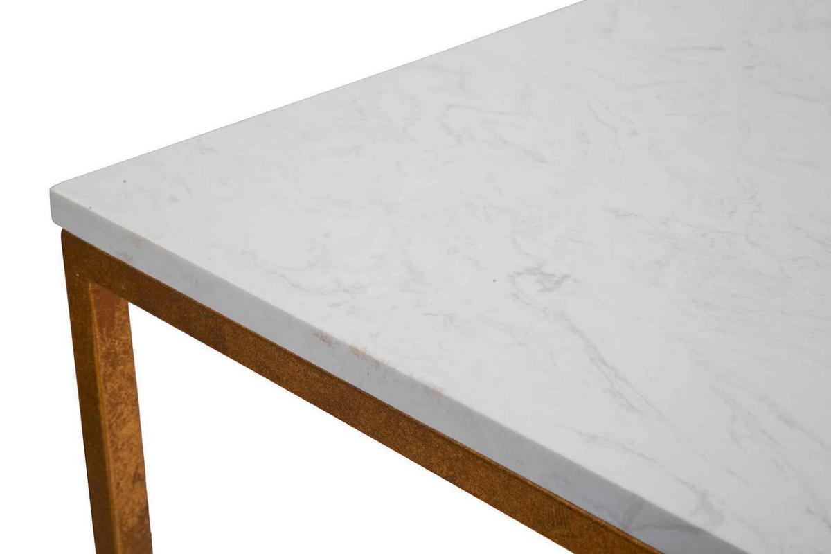 Couchtisch Marble Goldfarben, Weiß B: 60 Cm - Goldfarben/Weiß, Basics, Glas/Stein (60/47/47cm)