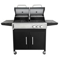 Kombi-Grill Micha 2 Holz & Gas - Silberfarben/Schwarz, Trend, Kunststoff/Metall (147,5/52/110cm) - Homezone