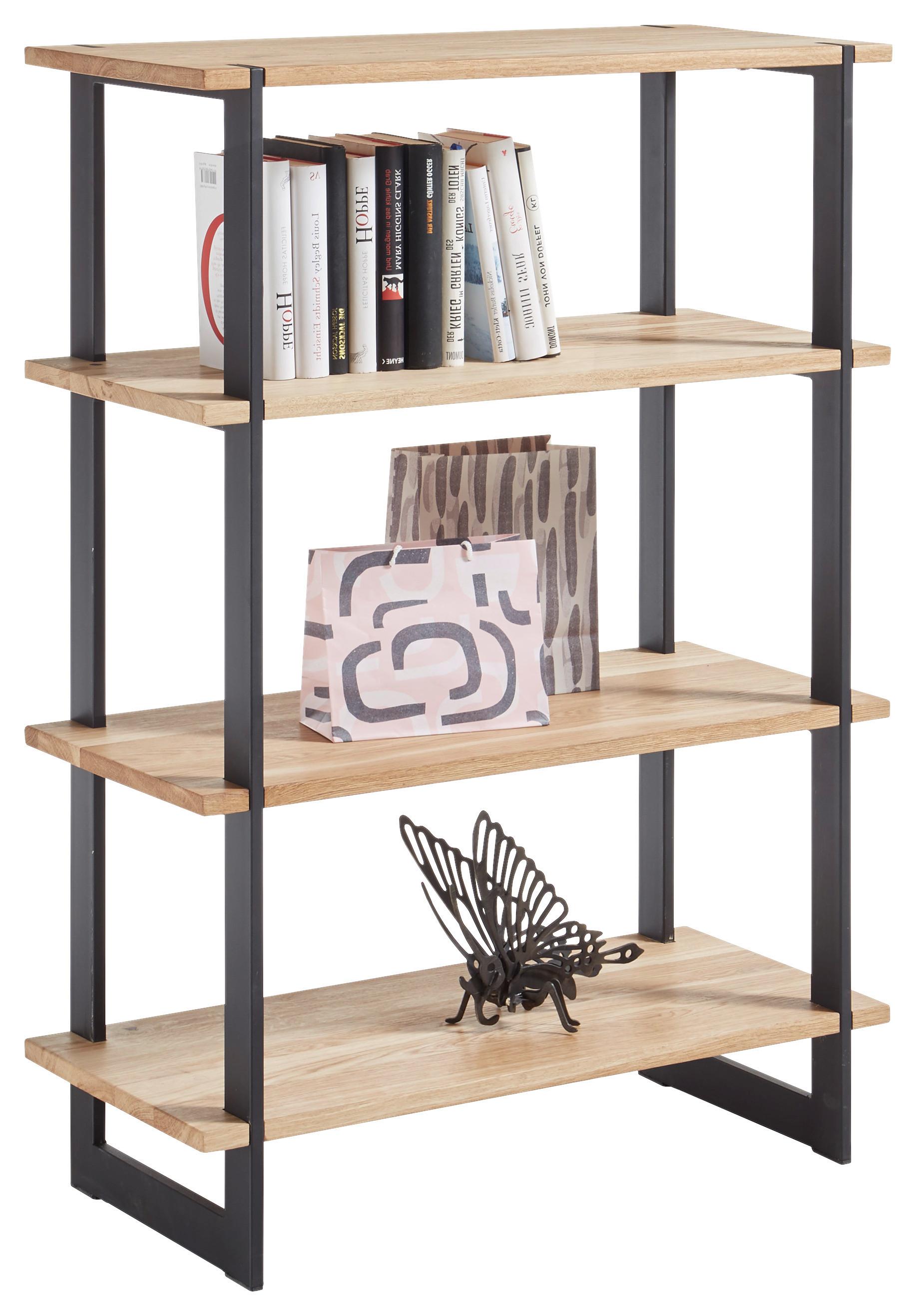 Regal Pablo 2 B: 80 cm Eiche Dekor/Schwarz - Eichefarben/Schwarz, Design, Holz/Metall (80/113/35cm) - Livetastic