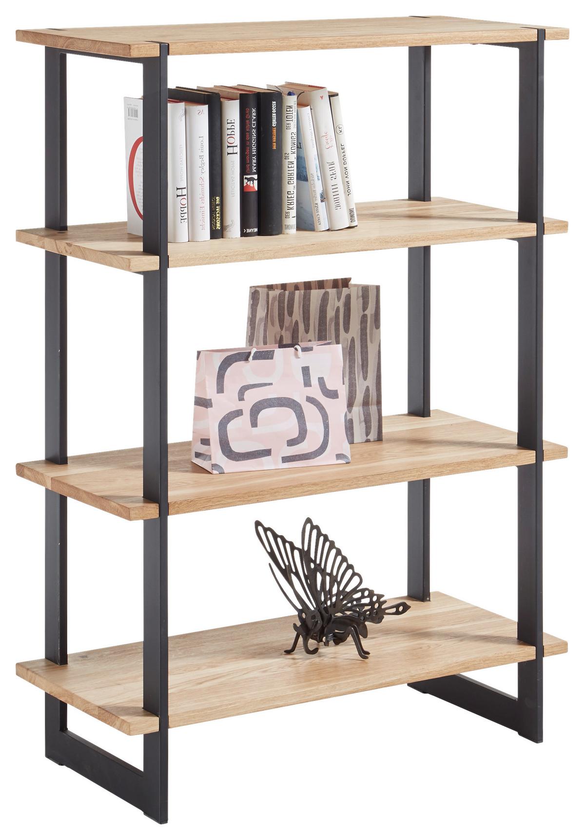 Regal Pablo 2 B: 80 cm Eiche Dekor/Schwarz - Eichefarben/Schwarz, Design, Holz/Metall (80/113/35cm) - Livetastic