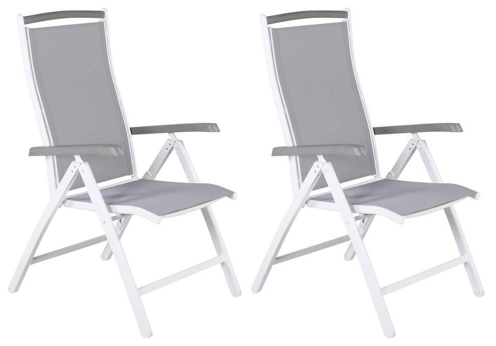 Gartensessel-set 2-tlg. Klappbar Albany Metall - Weiß/Grau, KONVENTIONELL, Metall (60/110/60cm) - Gardenson
