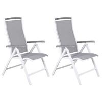Gartensessel-set 2-tlg. Klappbar Albany Metall - Weiß/Grau, KONVENTIONELL, Metall (60/110/60cm) - Gardenson