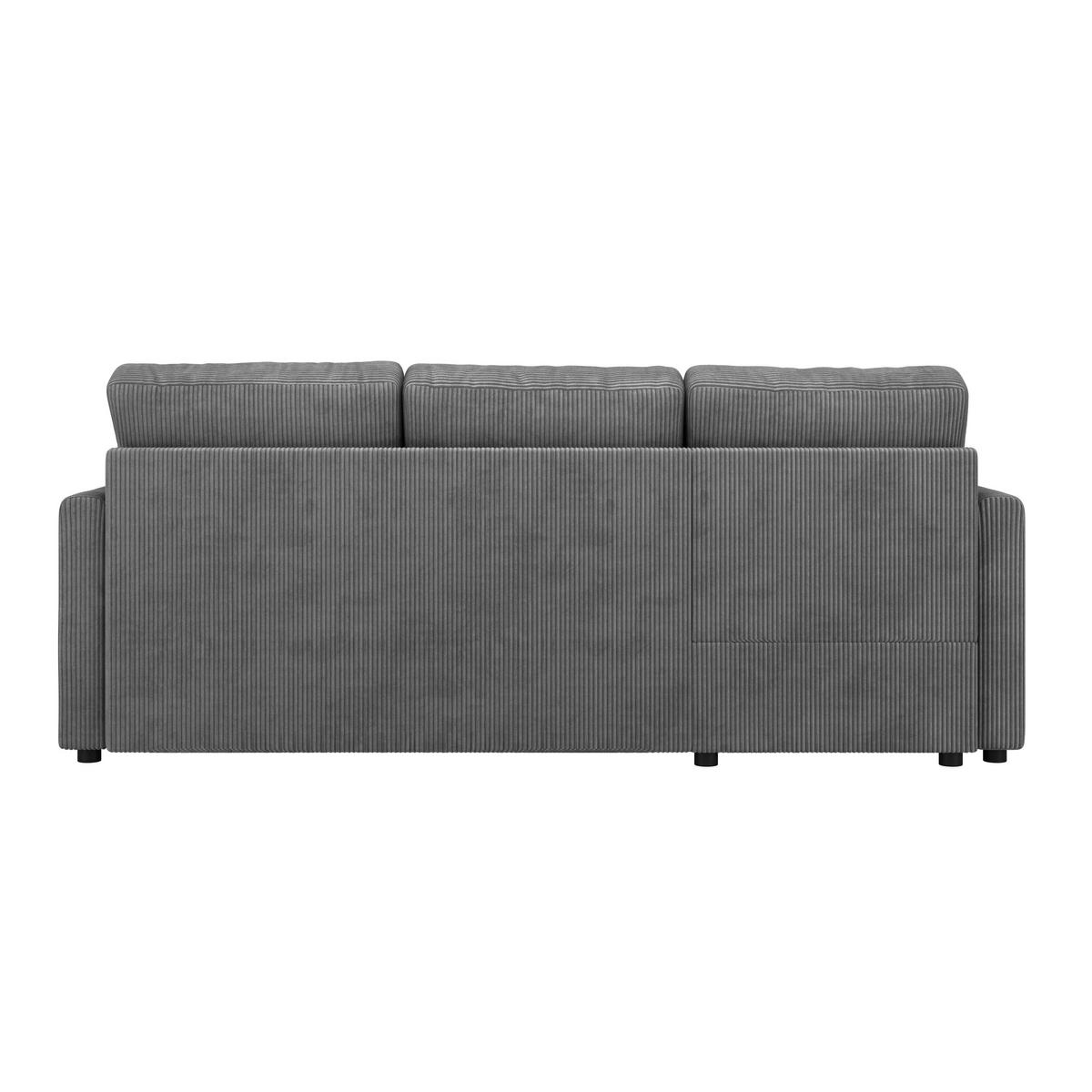 Ecksofa Mit Schlaffunktion Paris Anthrazit Cord 215x145cm - Anthrazit/Schwarz, Basics, Holz/Holzwerkstoff (215/145cm)