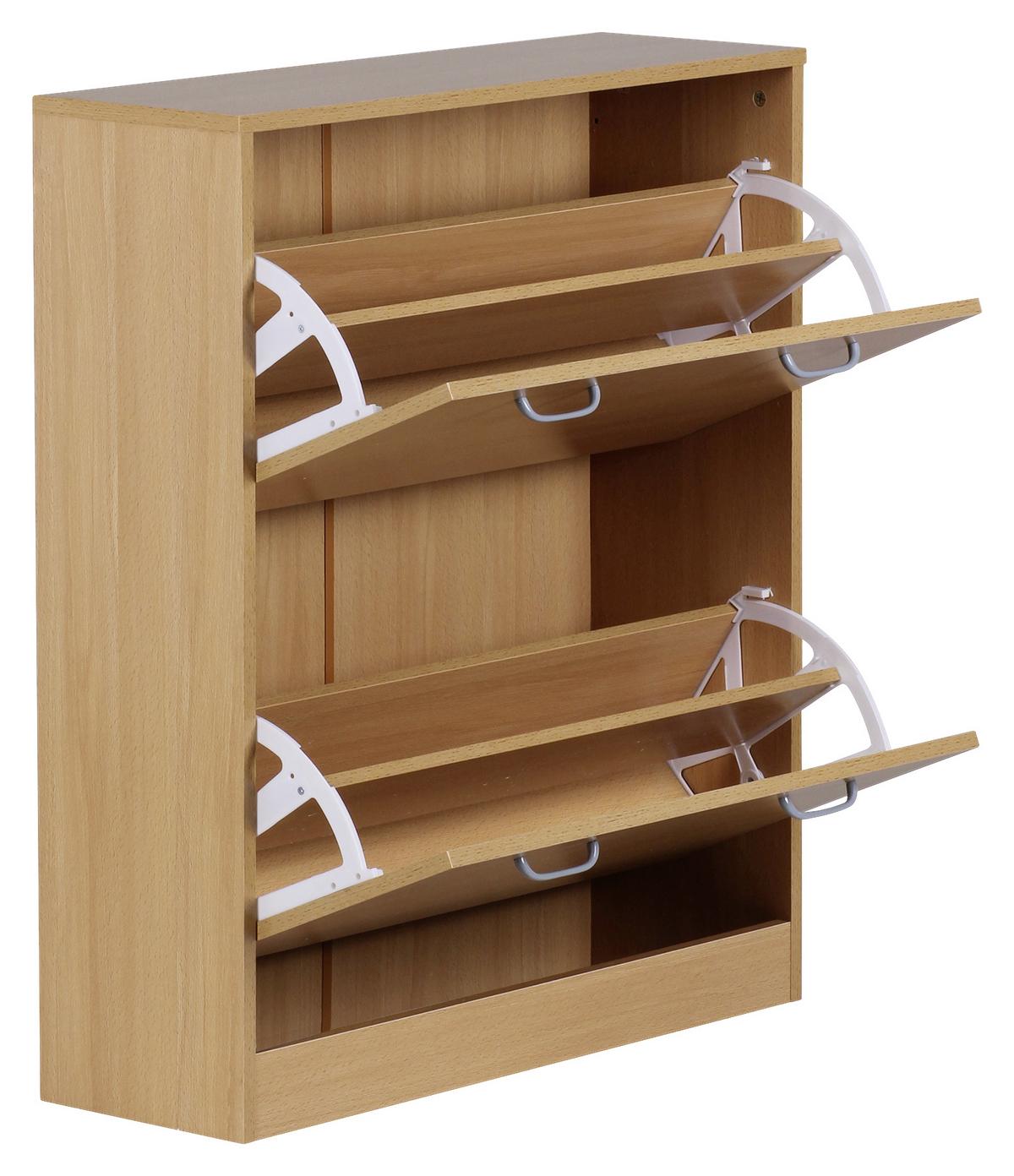 Vyklápěcí botník Sarah buk - barvy stříbra/barvy buku, Konvenční, kompozitní dřevo/plast (75/87/24cm) - MID.YOU