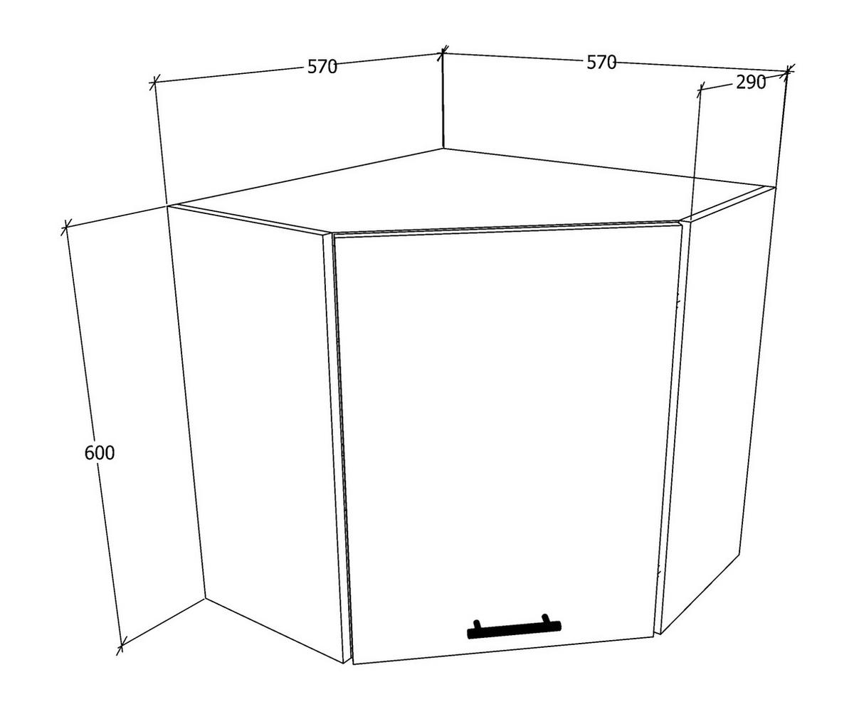 Eckoberschrank Esilo B: 57 cm Weiß/Anthrazit - Anthrazit/Weiß, KONVENTIONELL, Holzwerkstoff (57/60/57cm) - MID.YOU