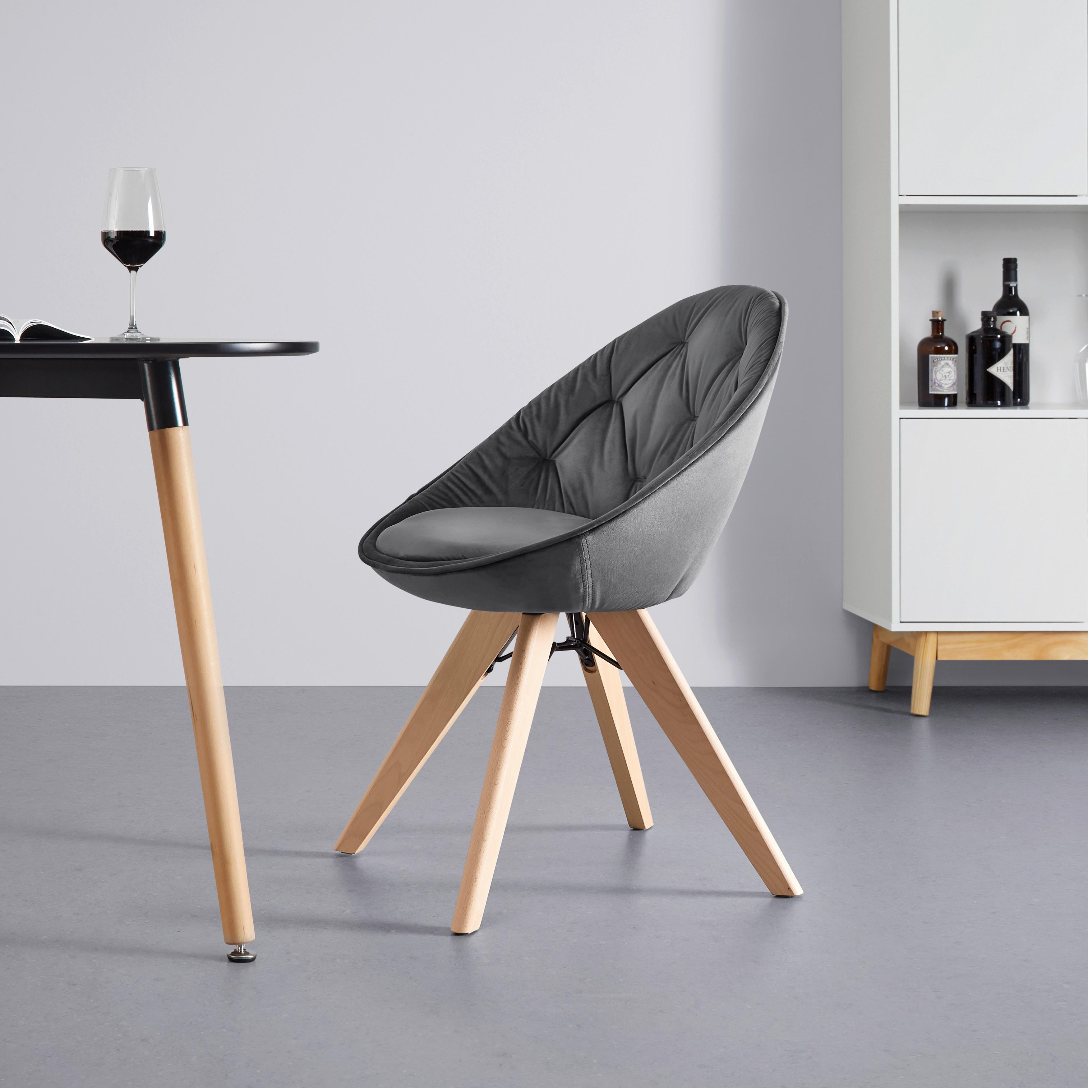 Jedálenská stolička DARIA tmavá šedá - farba buka/sivá, Modern, kov/drevo (57/80,5/59cm) - Livetastic
