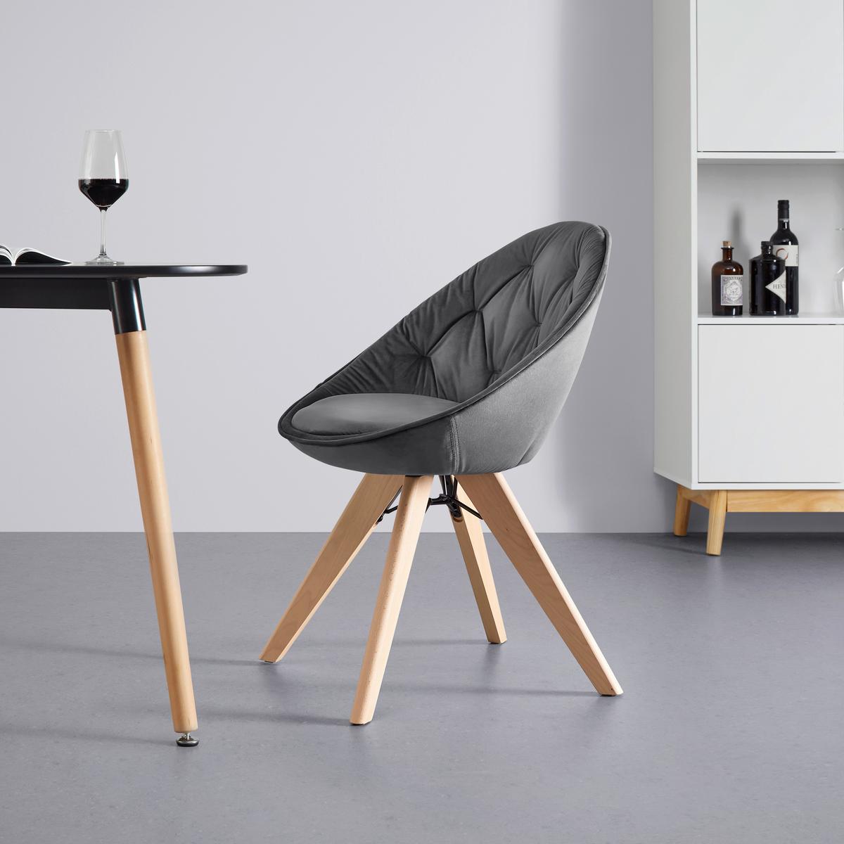 Jedálenská stolička DARIA tmavá šedá - farba buka/sivá, Modern, kov/drevo (57/80,5/59cm) - Livetastic