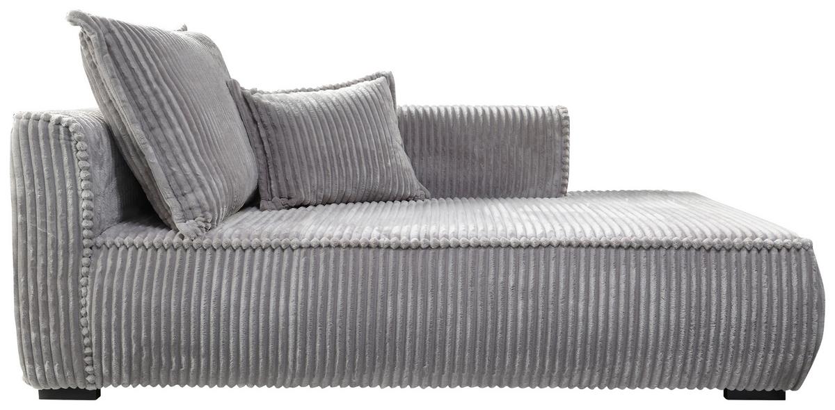 Recamiere Modena Rechts Hellgrau, B: 208 cm - Hellgrau/Schwarz, Design, Textil (207/75/121cm) - MID.YOU