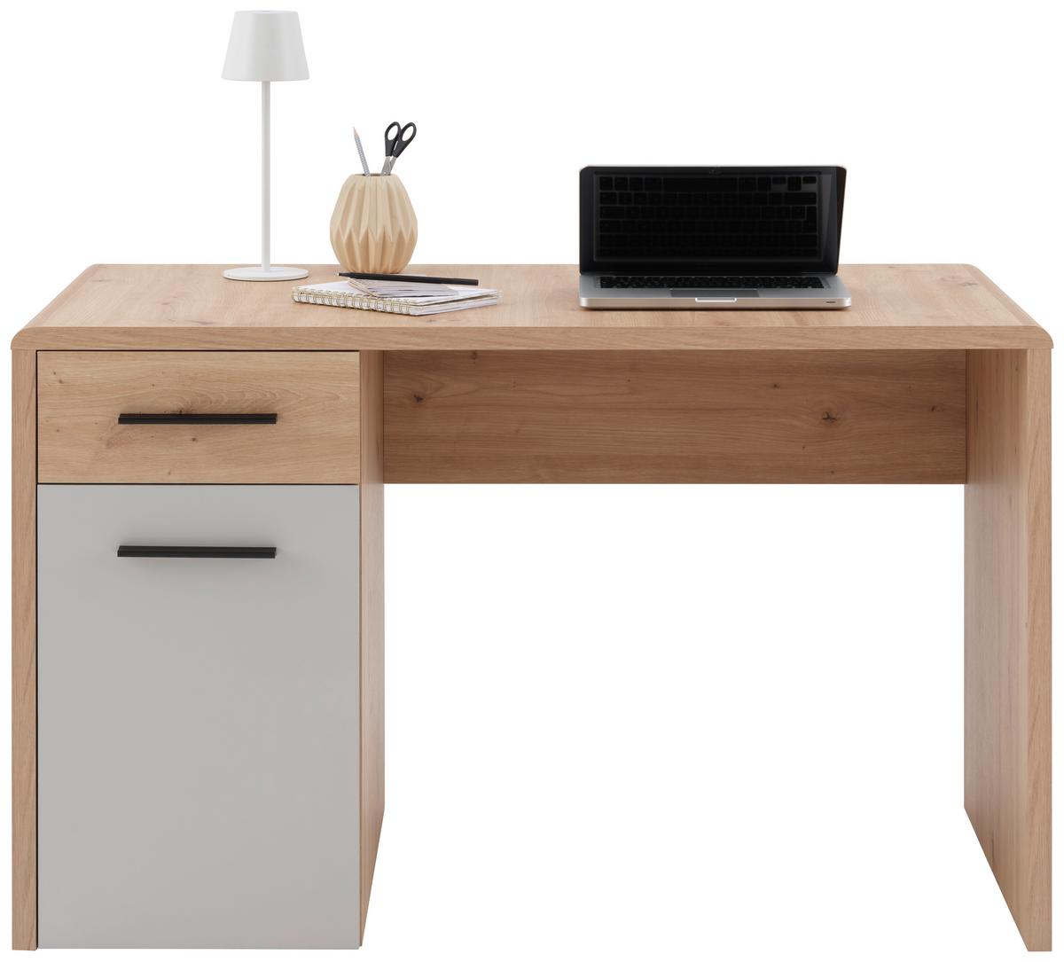 Schreibtisch Mit Stauraum B 120cm H 75,5cm Fontana Plus - Kaschmir/Eichefarben, MODERN, Holzwerkstoff (120/75,5/60cm)