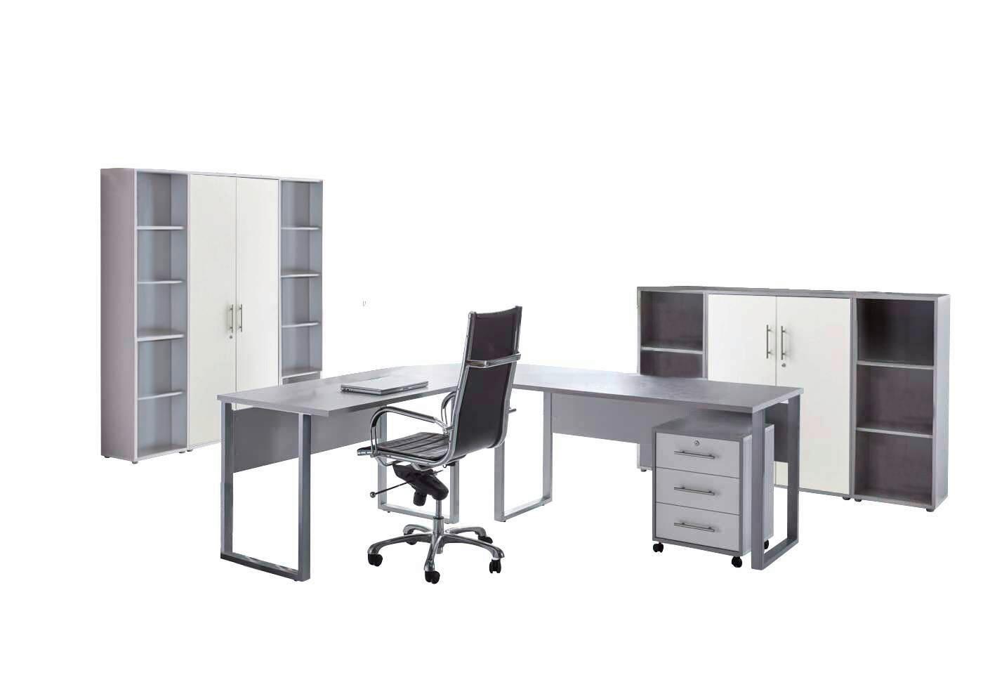 Büro Office Edition Grau/weiß - Weiß/Grau, MODERN, Holzwerkstoff - MID.YOU