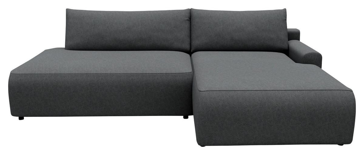 Eckschlafsofa Graphitfarben S: 253x167 cm - Schwarz/Graphitfarben, MODERN, Textil (253/167cm) - Trendmanufaktur