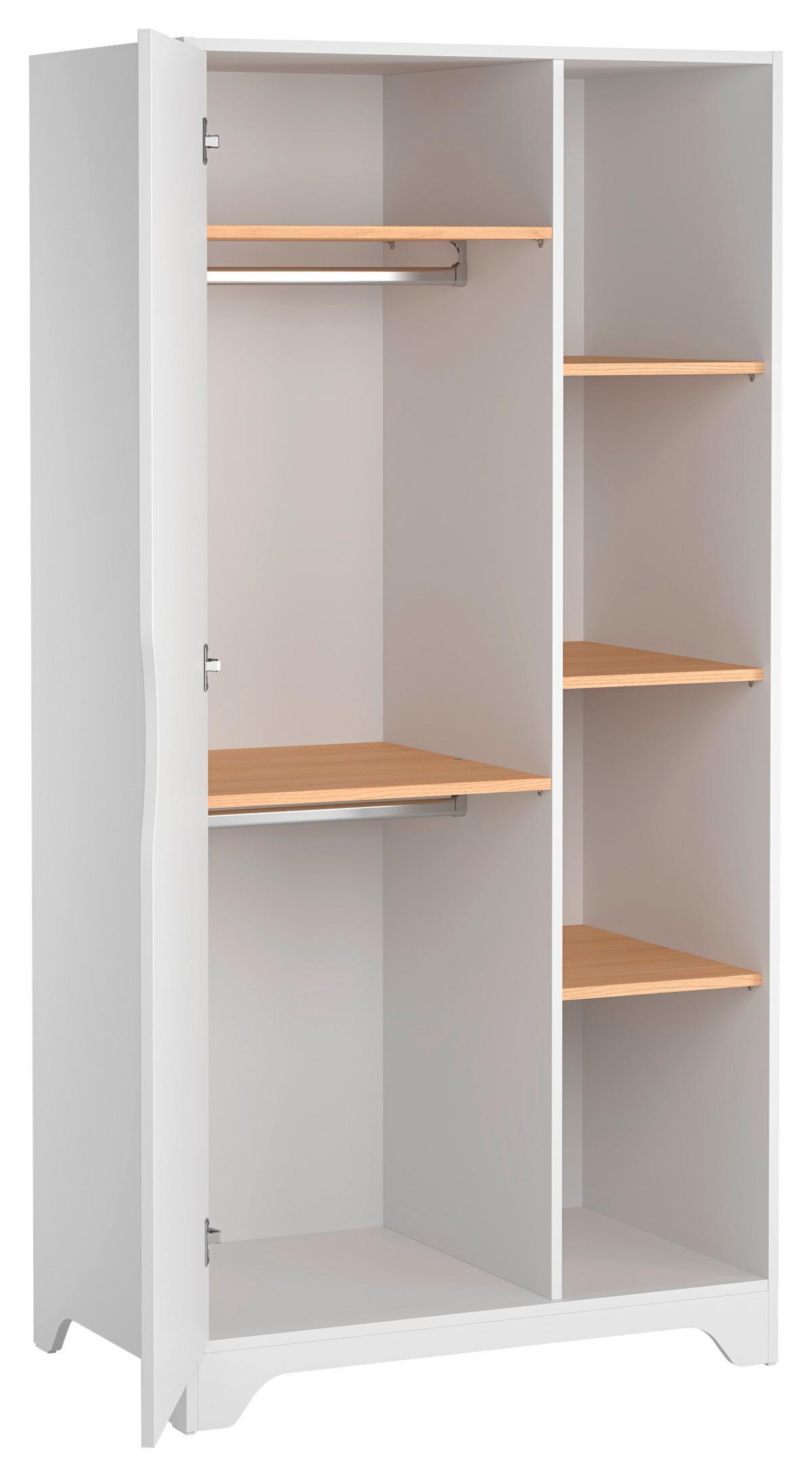 Kinderkleiderschrank Leaf - Weiß, MODERN, Holzwerkstoff (88,5/179,5/52cm) - MID.YOU