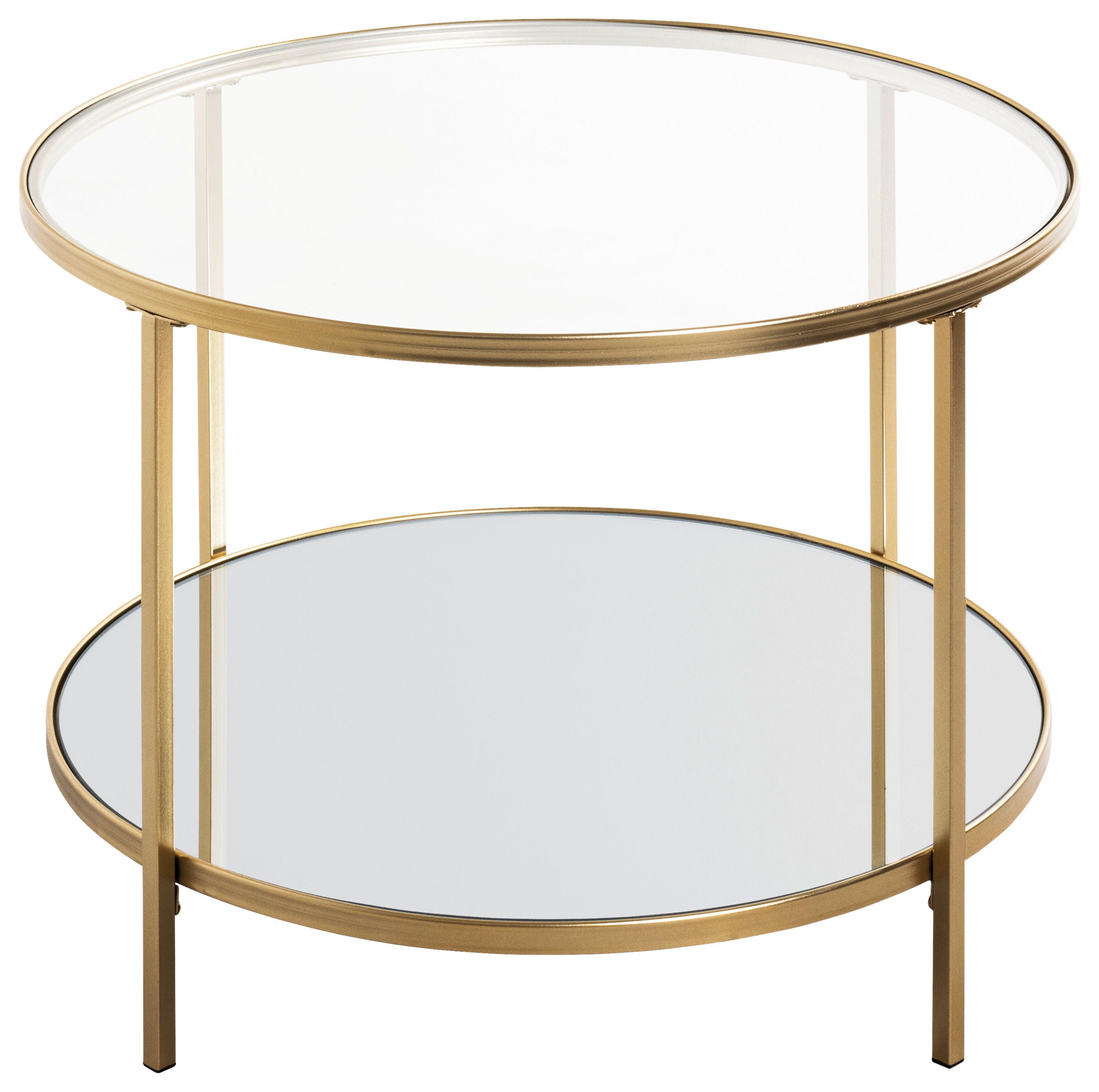 Konferenčný Stolík Porto 3 - zlatá, Moderný, kov/sklo (60/45cm)