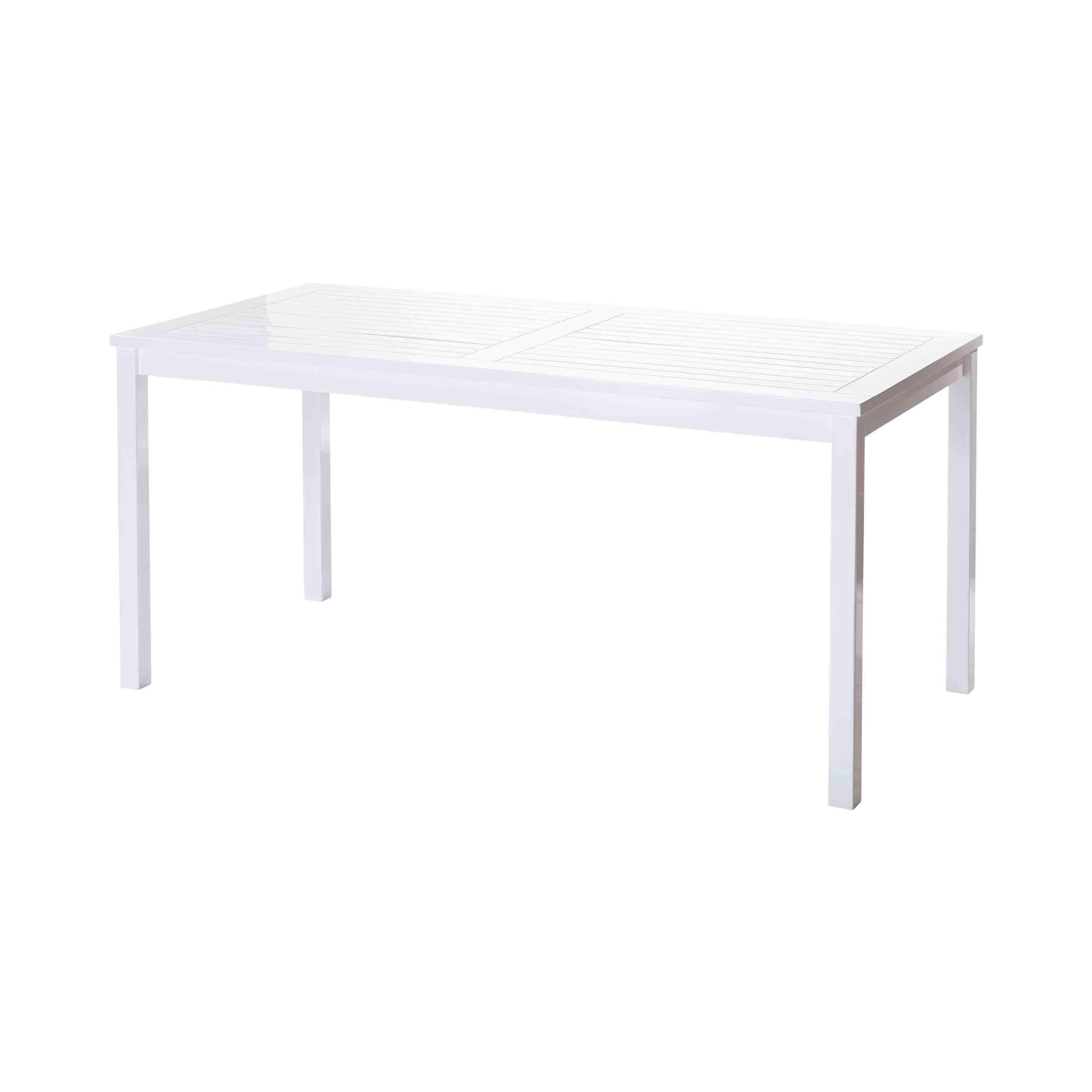 Gartentisch Rosenborg, weiß 165x80x75 cm,  Echtholz - Weiß Hochglanz, Natur, Holz (165/80/75cm) - Gardenson
