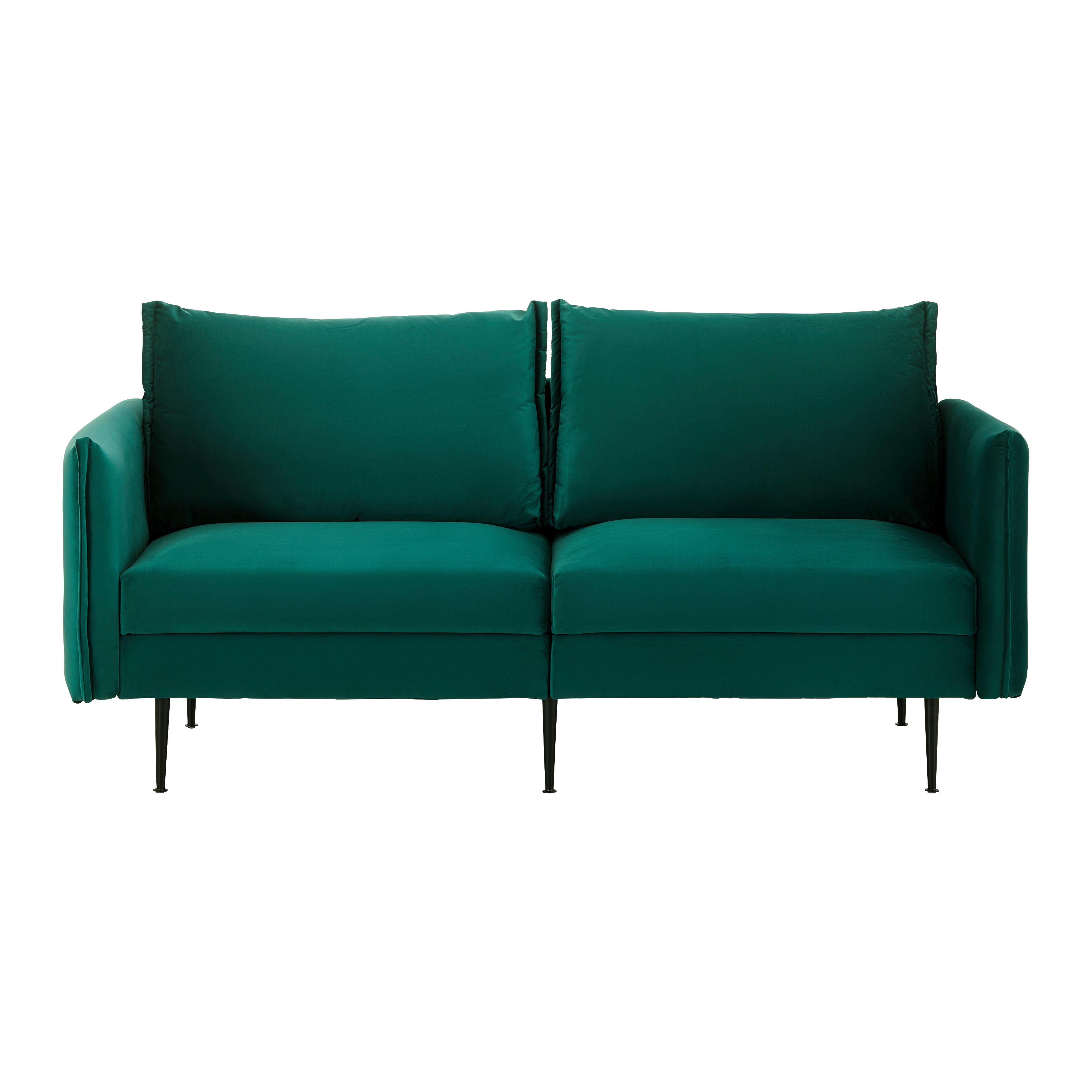 Pohovka YARA zelená - černá/zelená, Moderní, kov/dřevo (194/77/92cm) - Bessagi Home