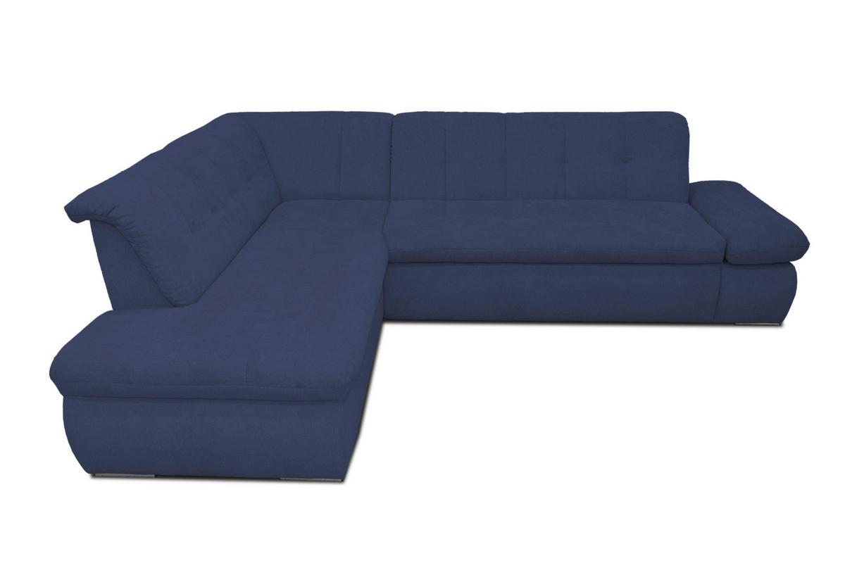 Ecksofa Moric Dunkelblau Mikrofaser - Chromfarben/Dunkelblau, KONVENTIONELL, Textil (216/273cm) - MID.YOU