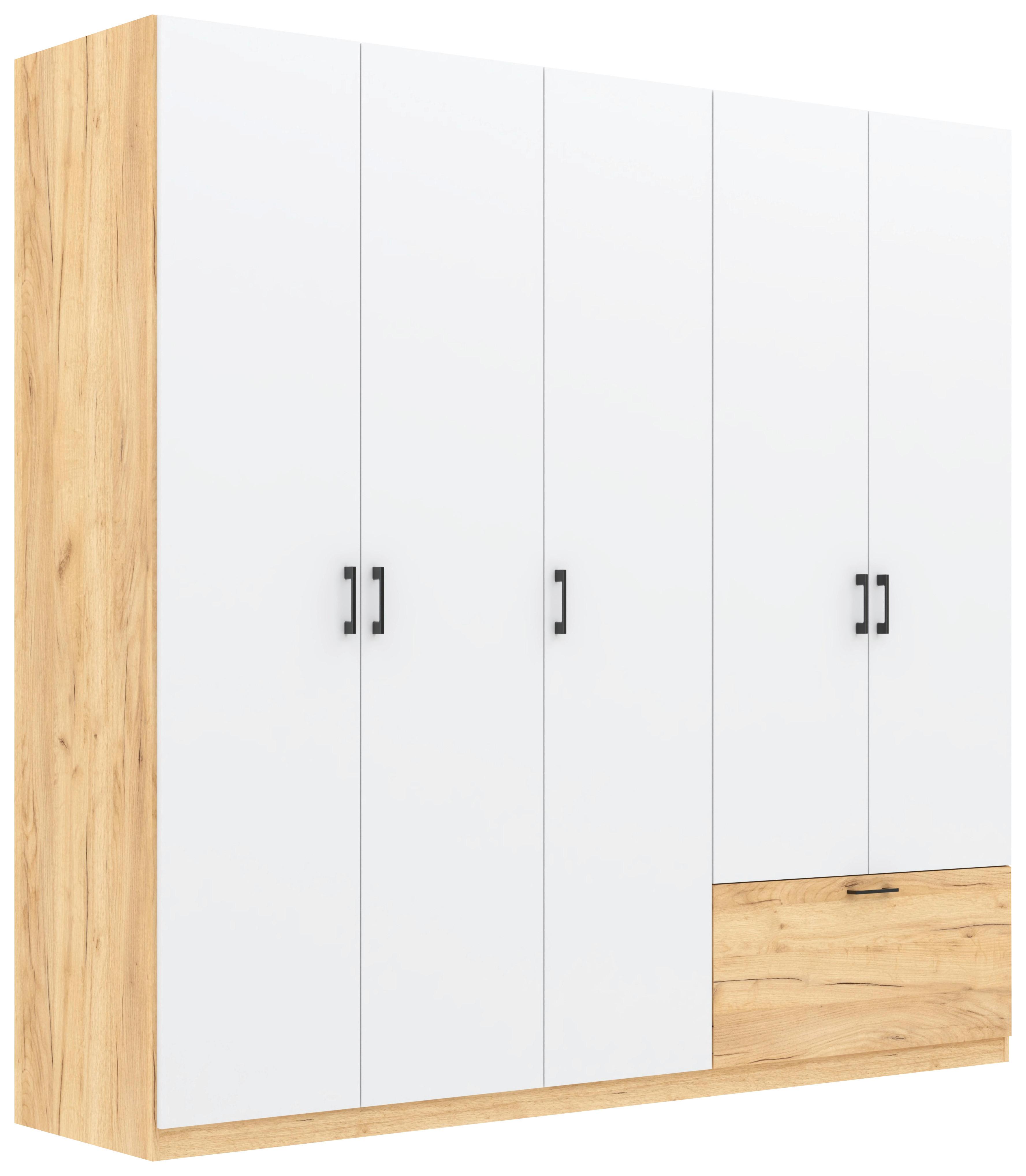Drehtürenschrank mit Schublade 225cm Mila Weiß/Eiche
