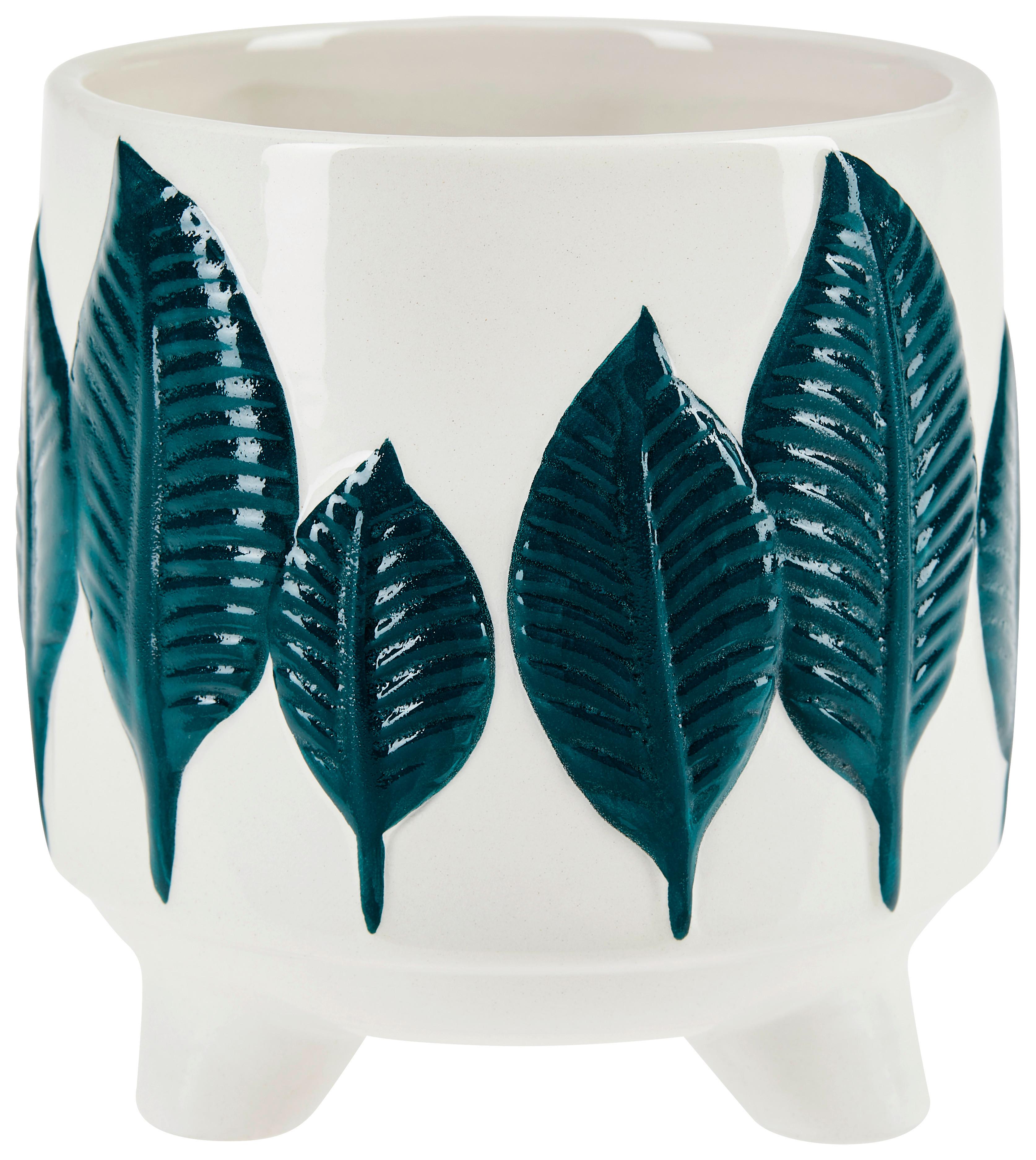 Übertopf Hernando - Weiß/Dunkelblau, MODERN, Keramik (10/10,5cm) - Luca Bessoni