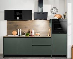 Küchenblock Clean - Eiche dunkel/Dunkelgrün, MODERN, Holzwerkstoff (268cm) - Express