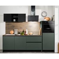 Küchenblock Clean - Eiche dunkel/Dunkelgrün, MODERN, Holzwerkstoff (268cm) - Express