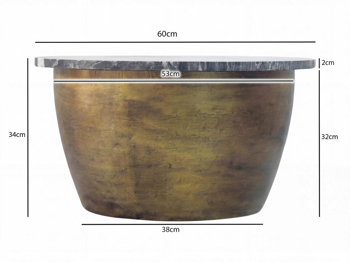 COUCHTISCH Marmor B: 60cm - Goldfarben/Schwarz, Design, Stein/Metall (60/60/34cm) - MID.YOU
