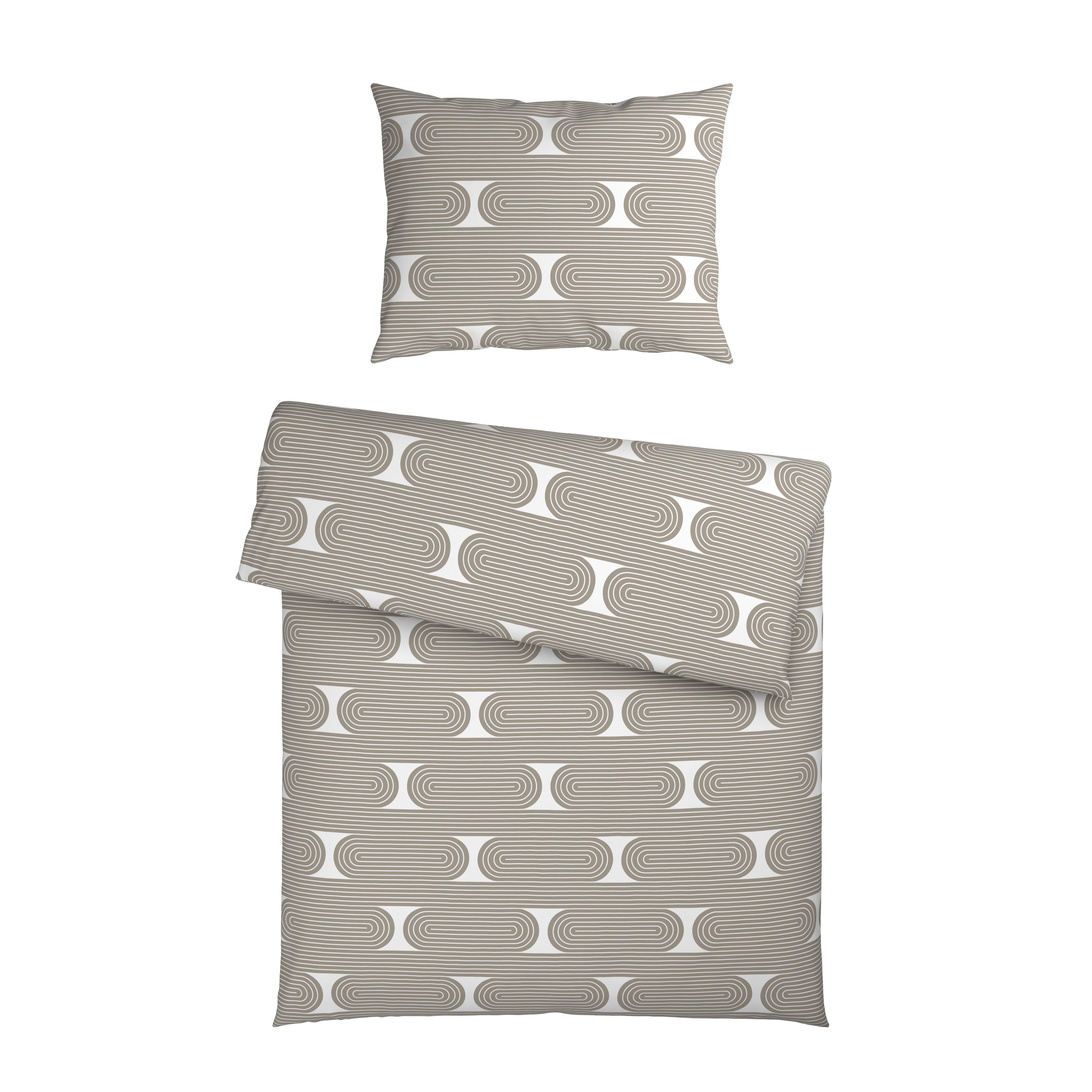 POVLEČENÍ RETRO - bílá/šedavě hnědá, Moderní, textil (140/200cm) - Mömax