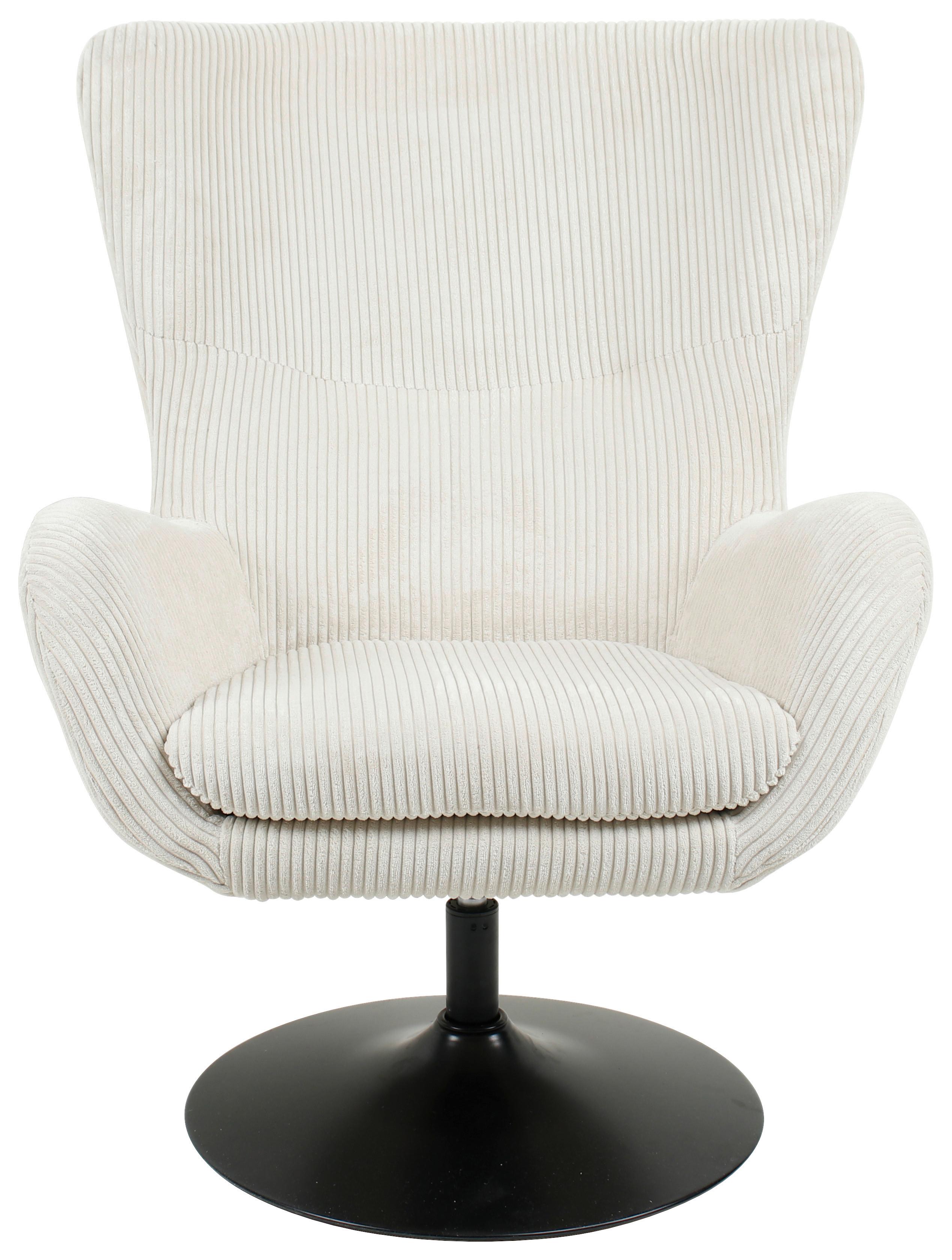 Otočné kreslo SHIBA krémový menčester - čierna/krémová, Modern, kov/textil (76/99/87cm) - Mömax